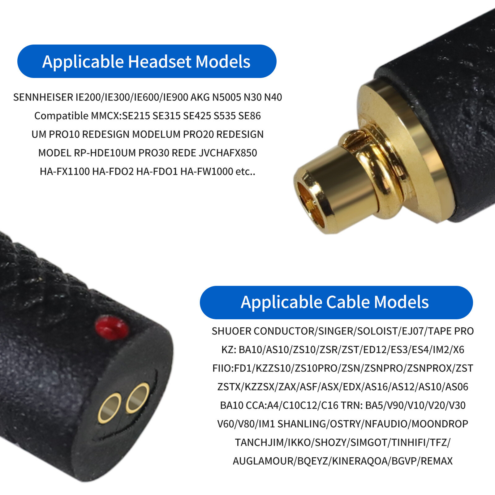 IE300 male MMCX revolution 0.78 female mini adapter - 图片3