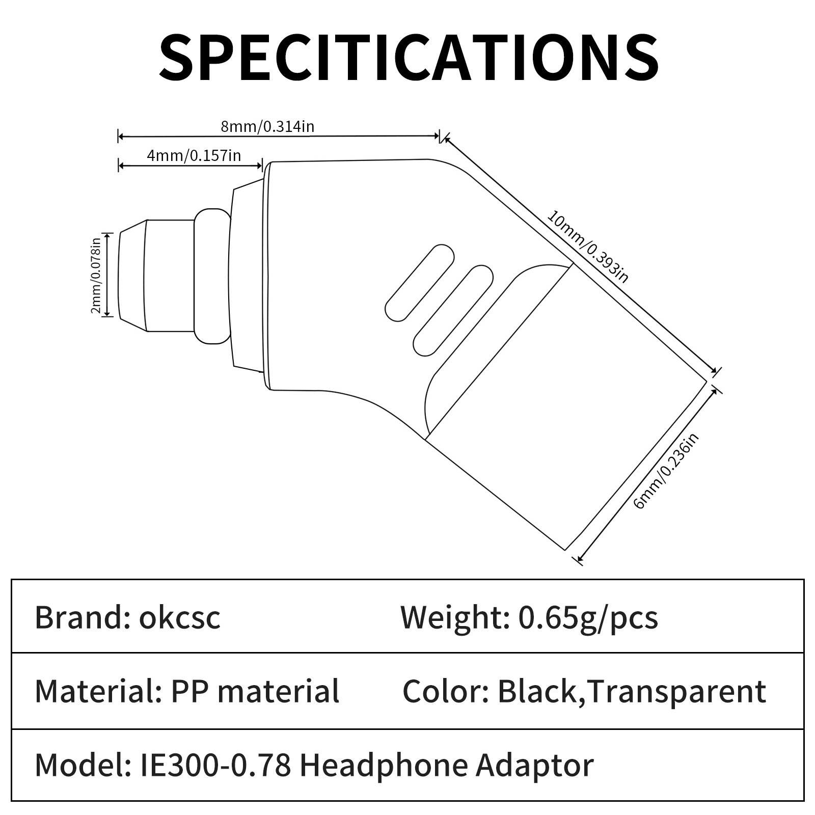 IE300 revolution 0.78 concave female adapter - 图片6