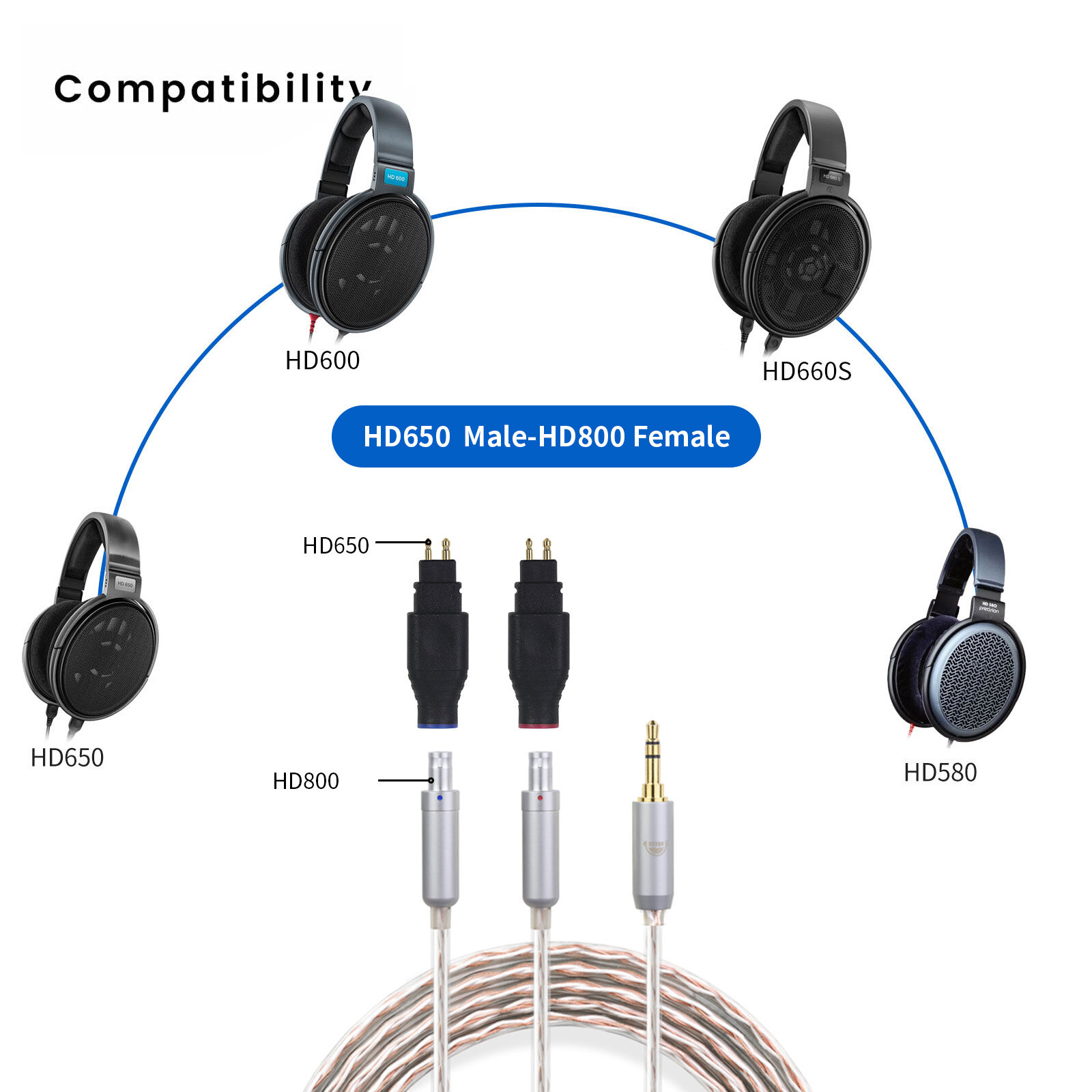 HD650 Male to HD800 Female Adapter - 图片4