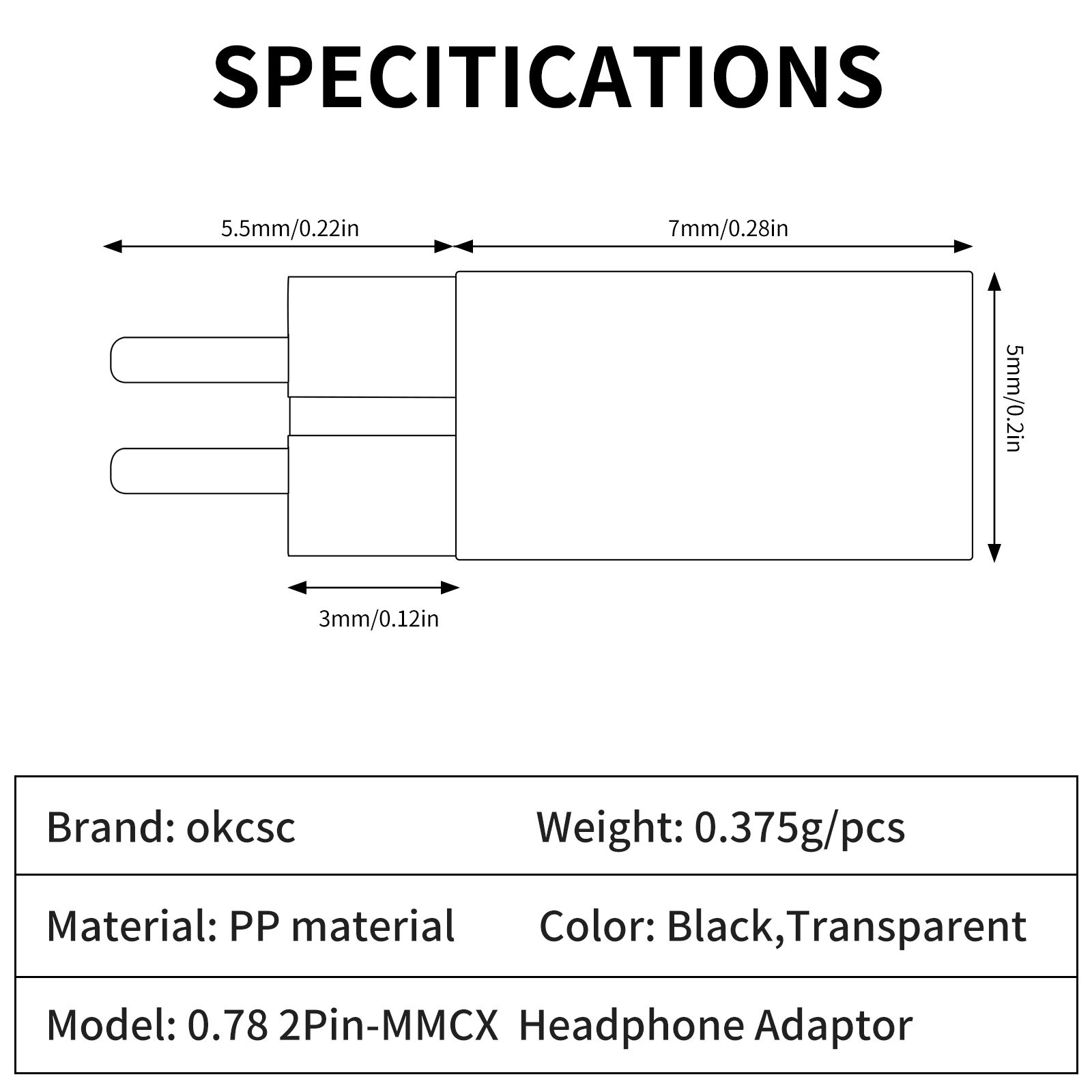 0.78 male straight to mmcx female - 图片5
