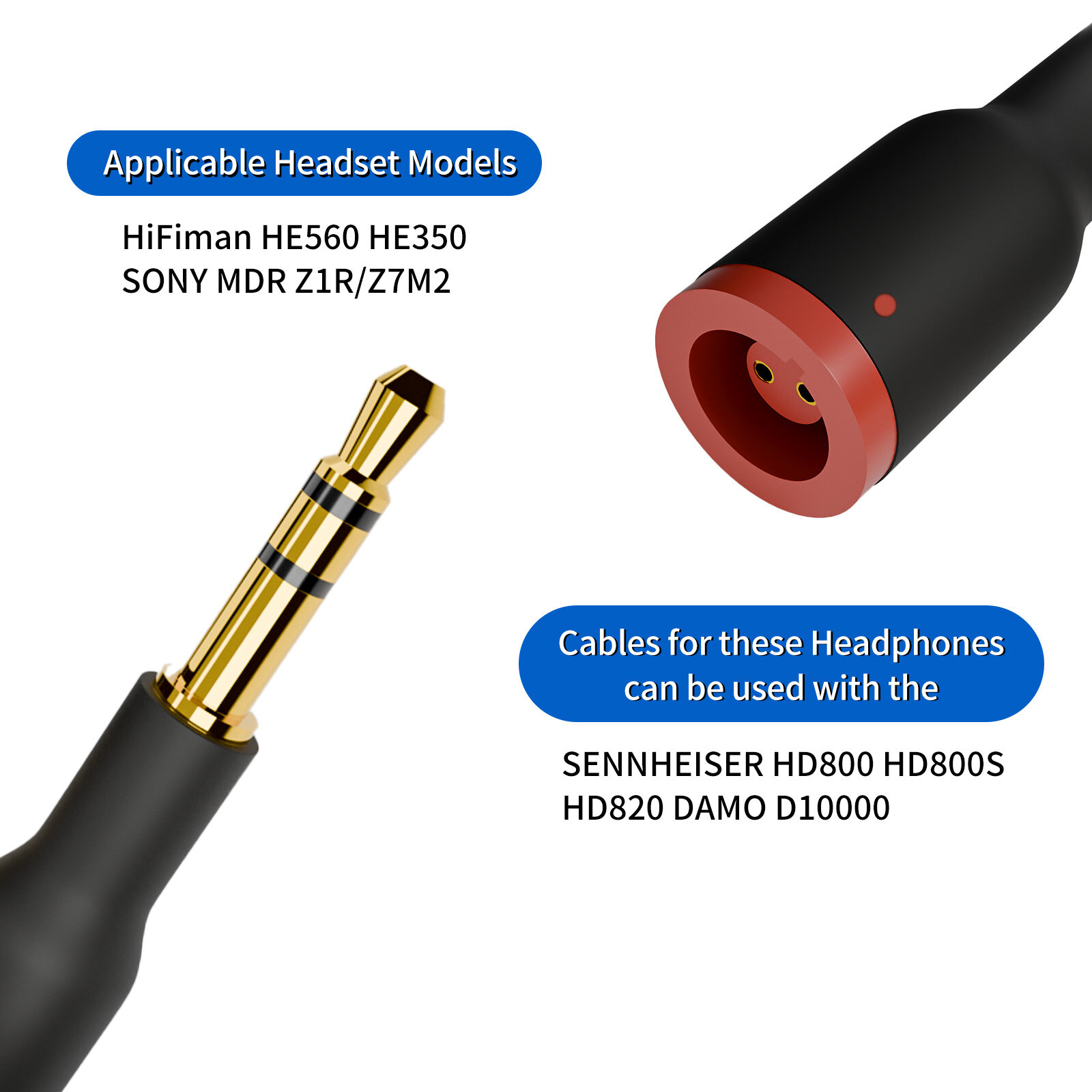 Dual 3.5mm HD800 female adapter for revolution - 图片3