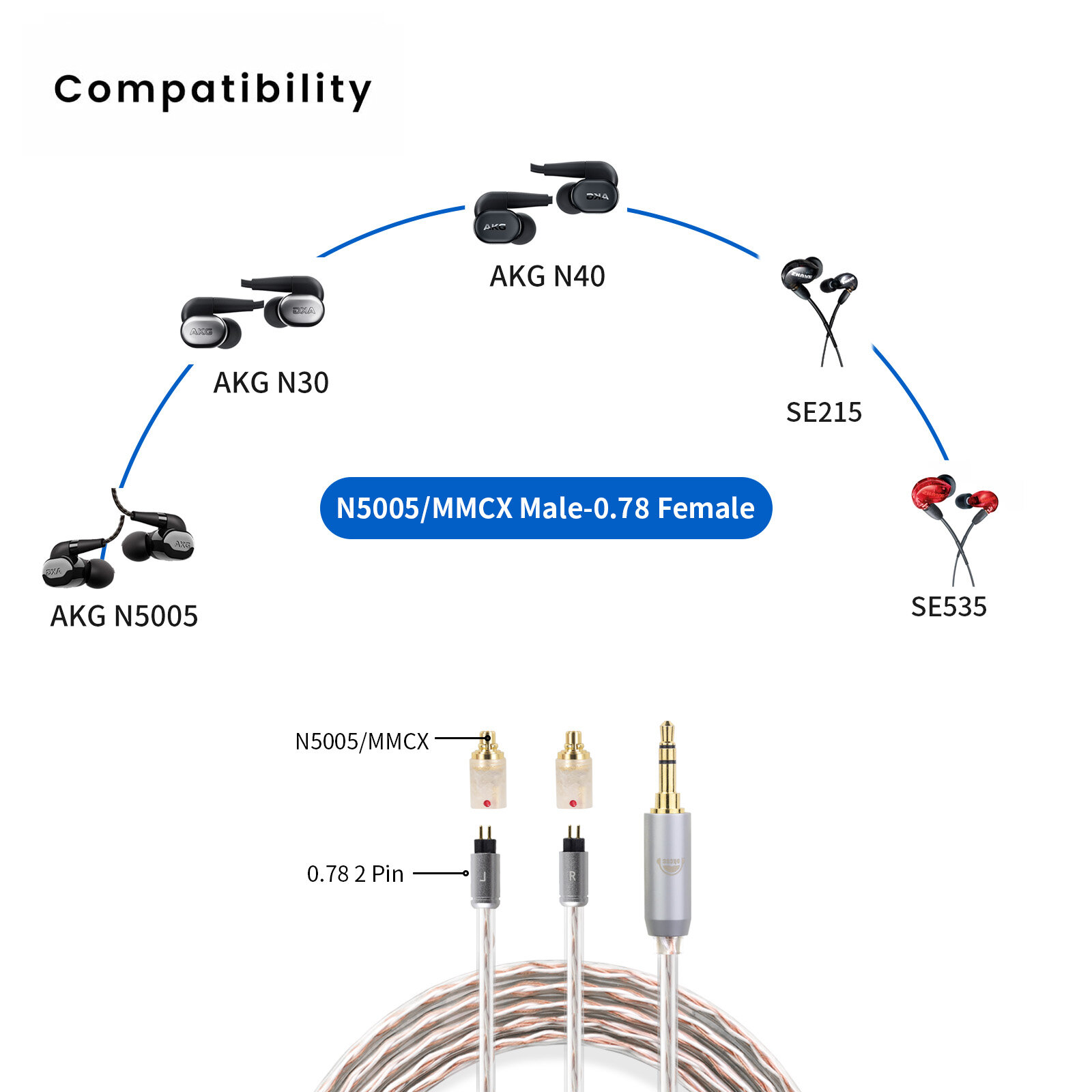 MMCX (n5005) revolution 0.78 female mini adapter - 图片4
