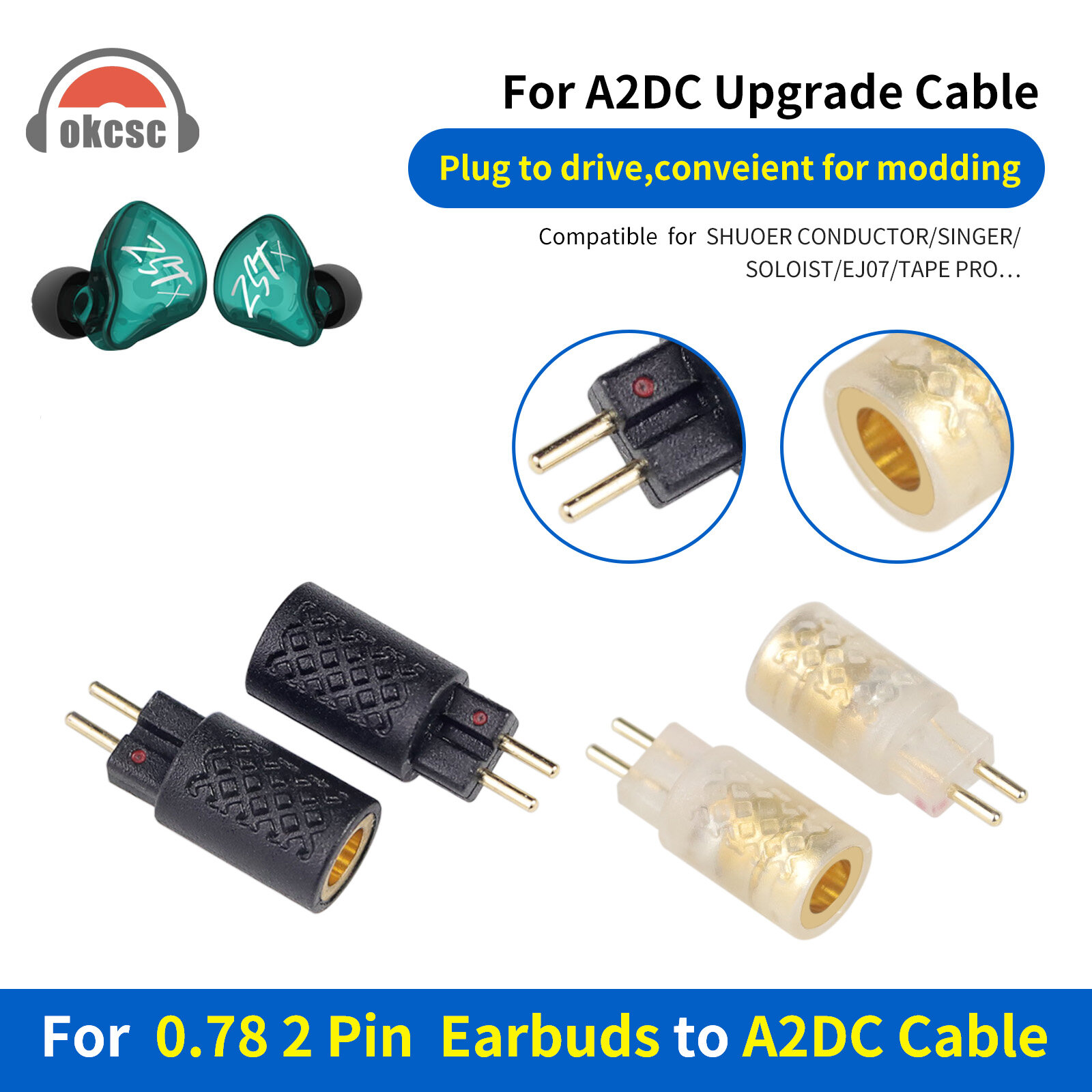 0.78mm revolving A2DC female adapter - 图片2