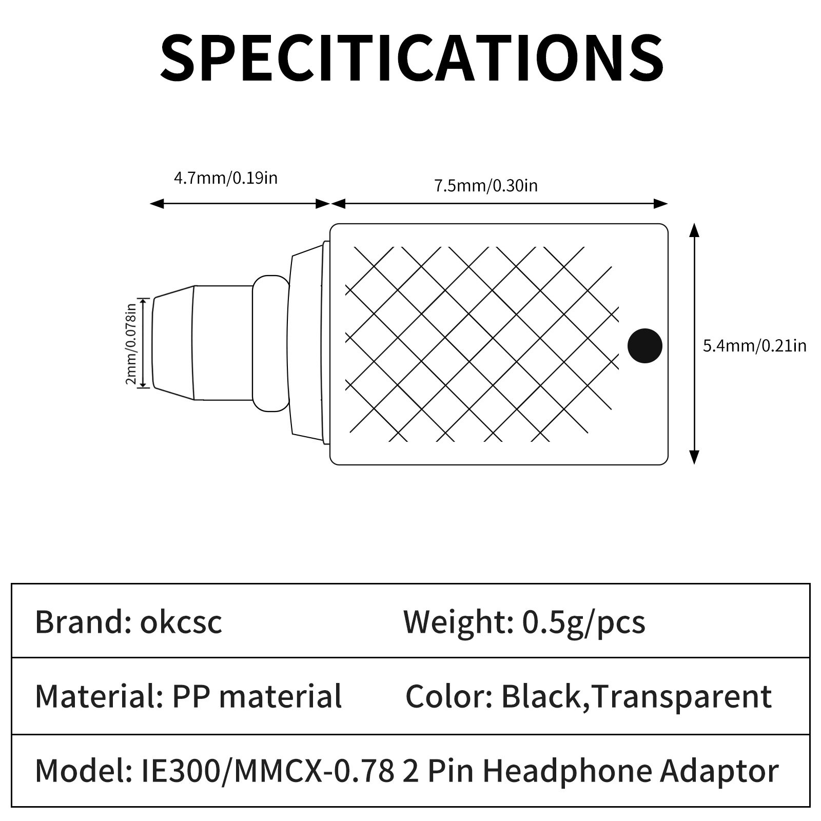 IE300 male MMCX revolution 0.78 female mini adapter - 图片6