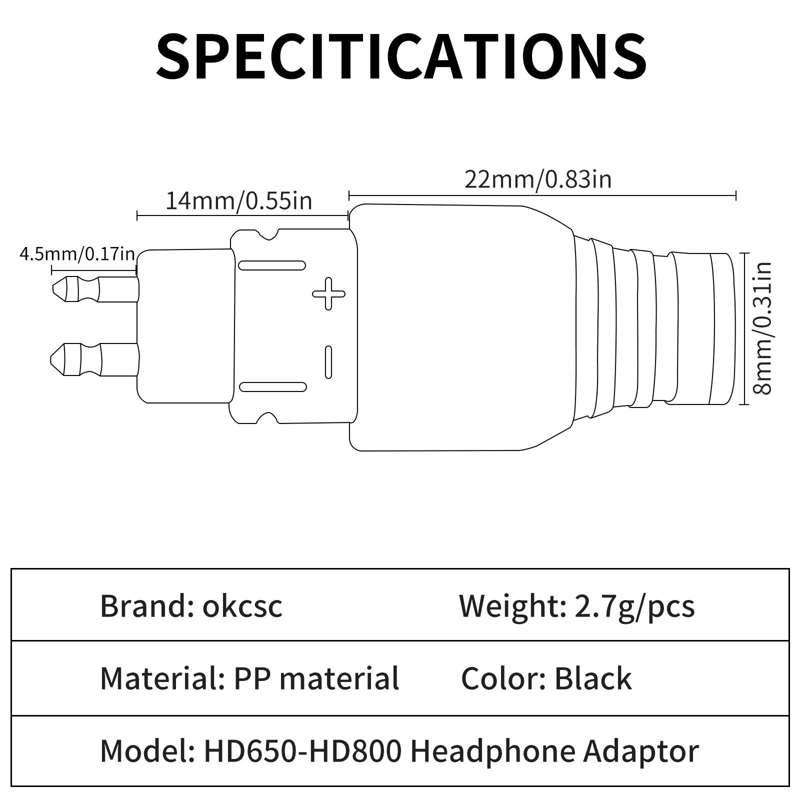 HD650 Male to HD800 Female Adapter - 图片6