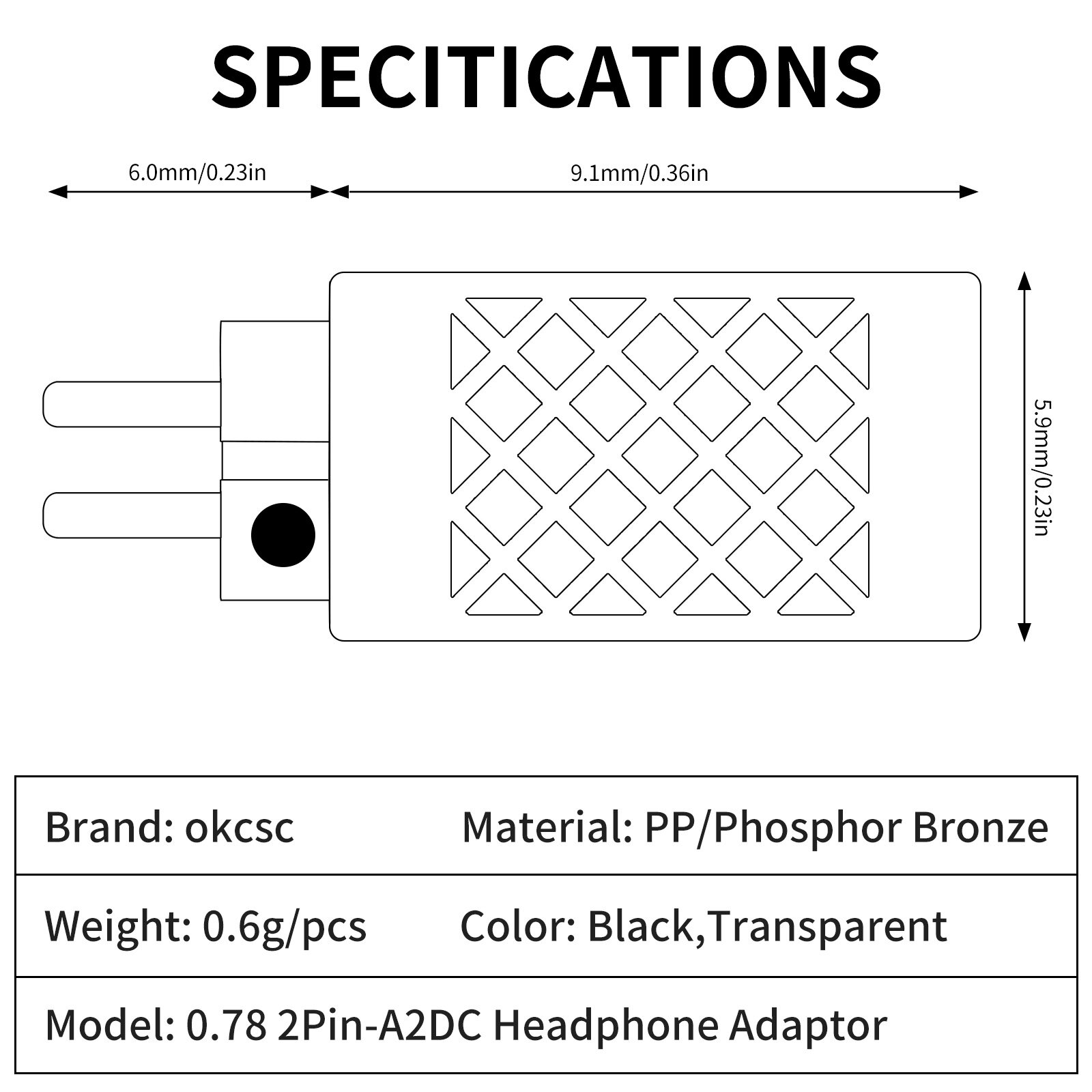 0.78mm revolving A2DC female adapter - 图片5