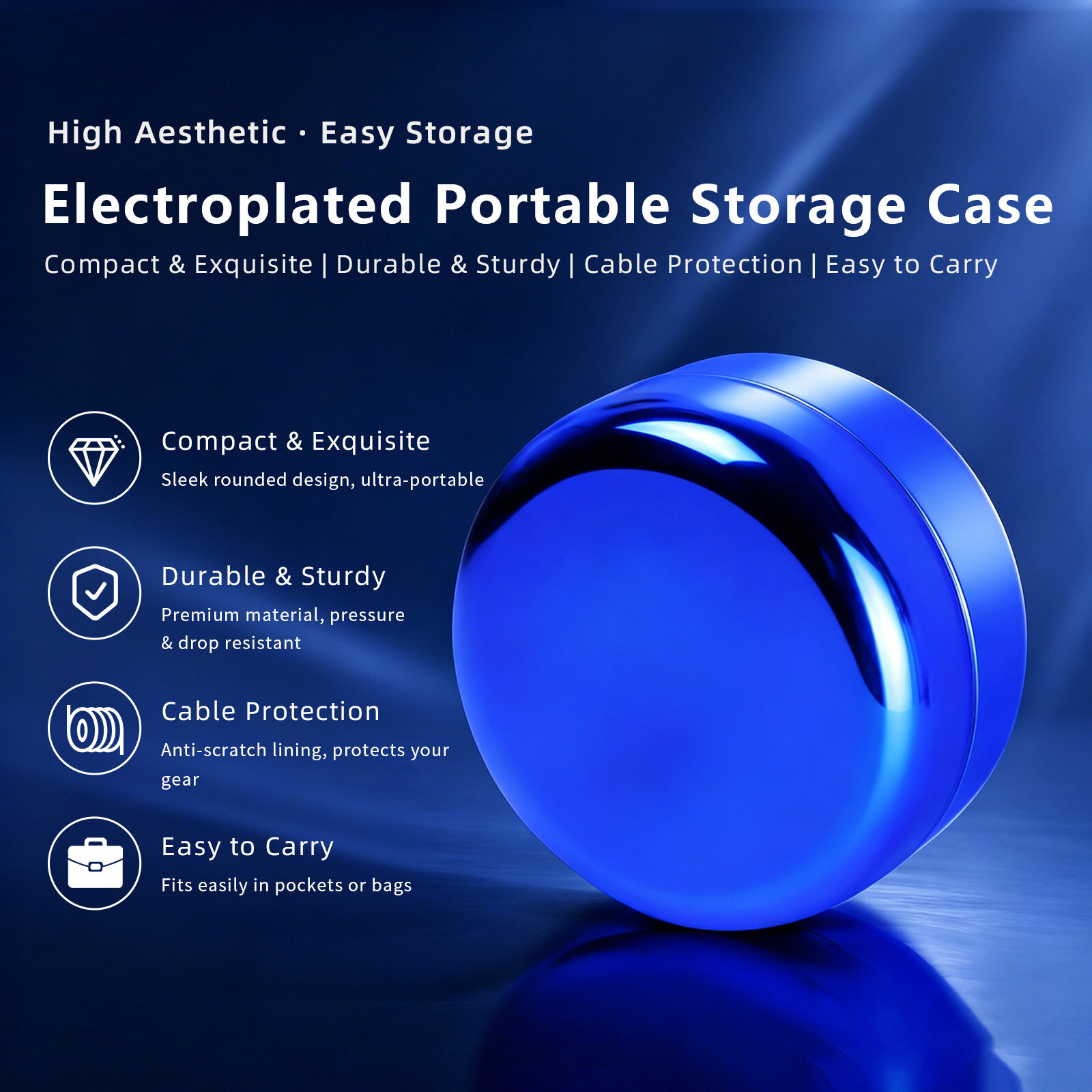 Electroplating portable earphone storage box - 图片2