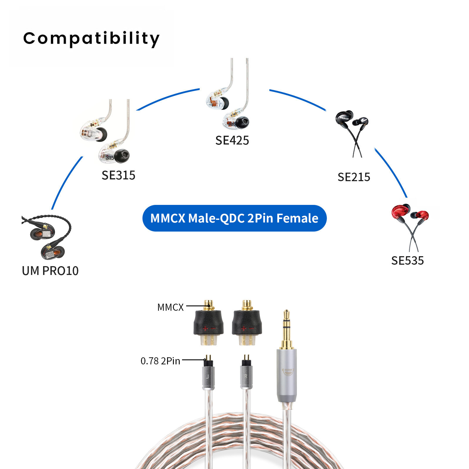 MMCX revolving QDC female adapter - 图片4