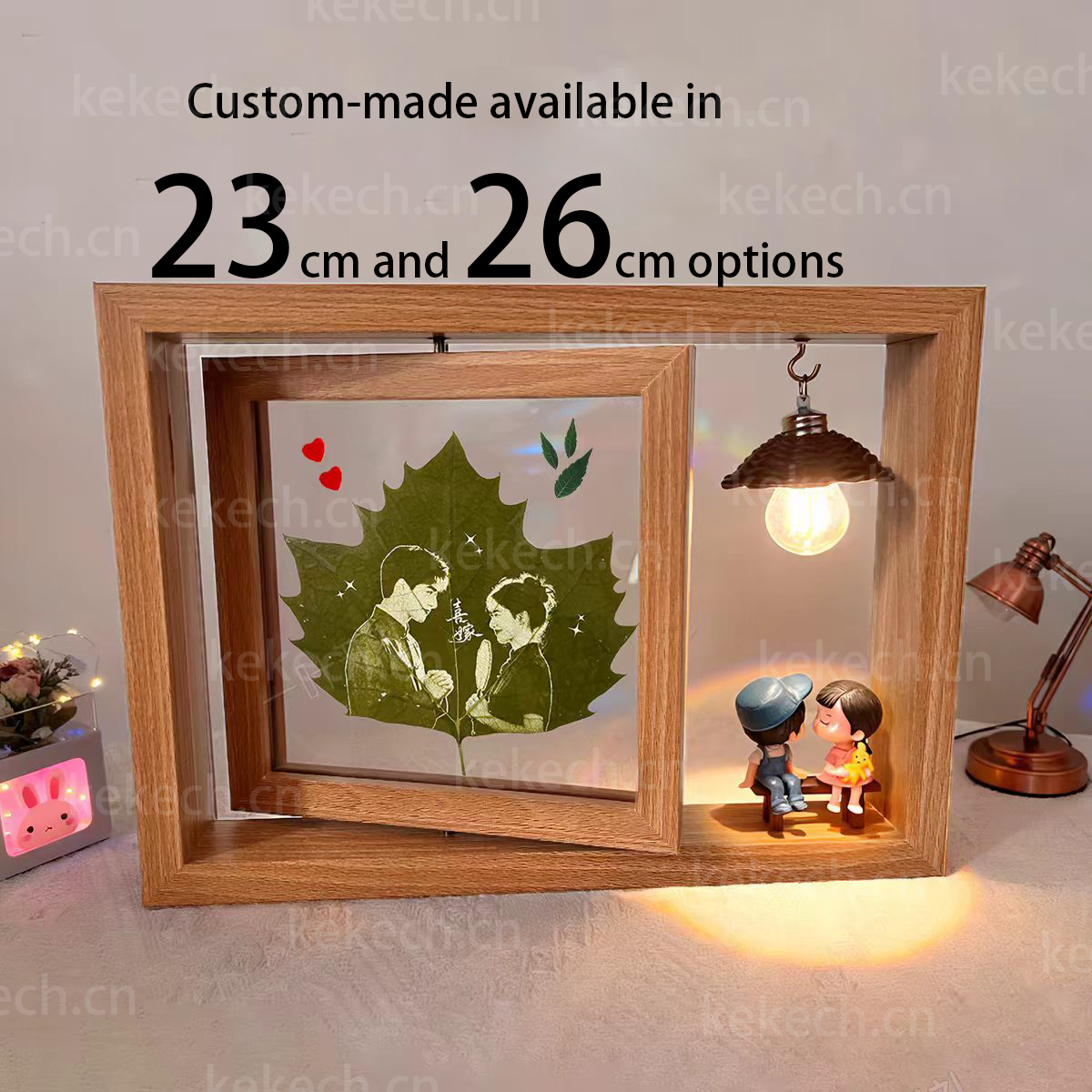 Photo frame and cartoon character leaf carving