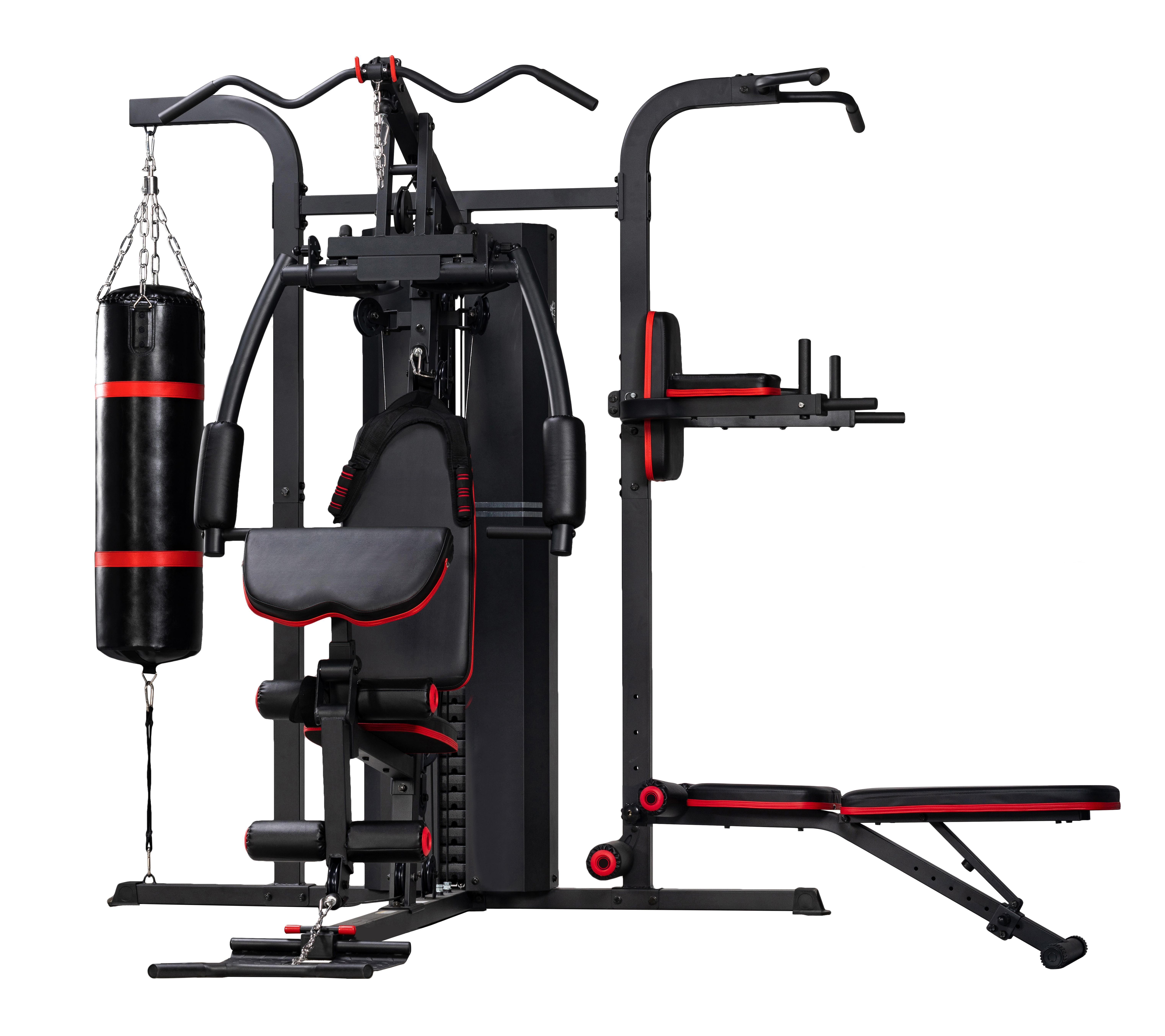 Multi-Station Trainer (Heavy Bag, Dip Bars, Three-Person Station)