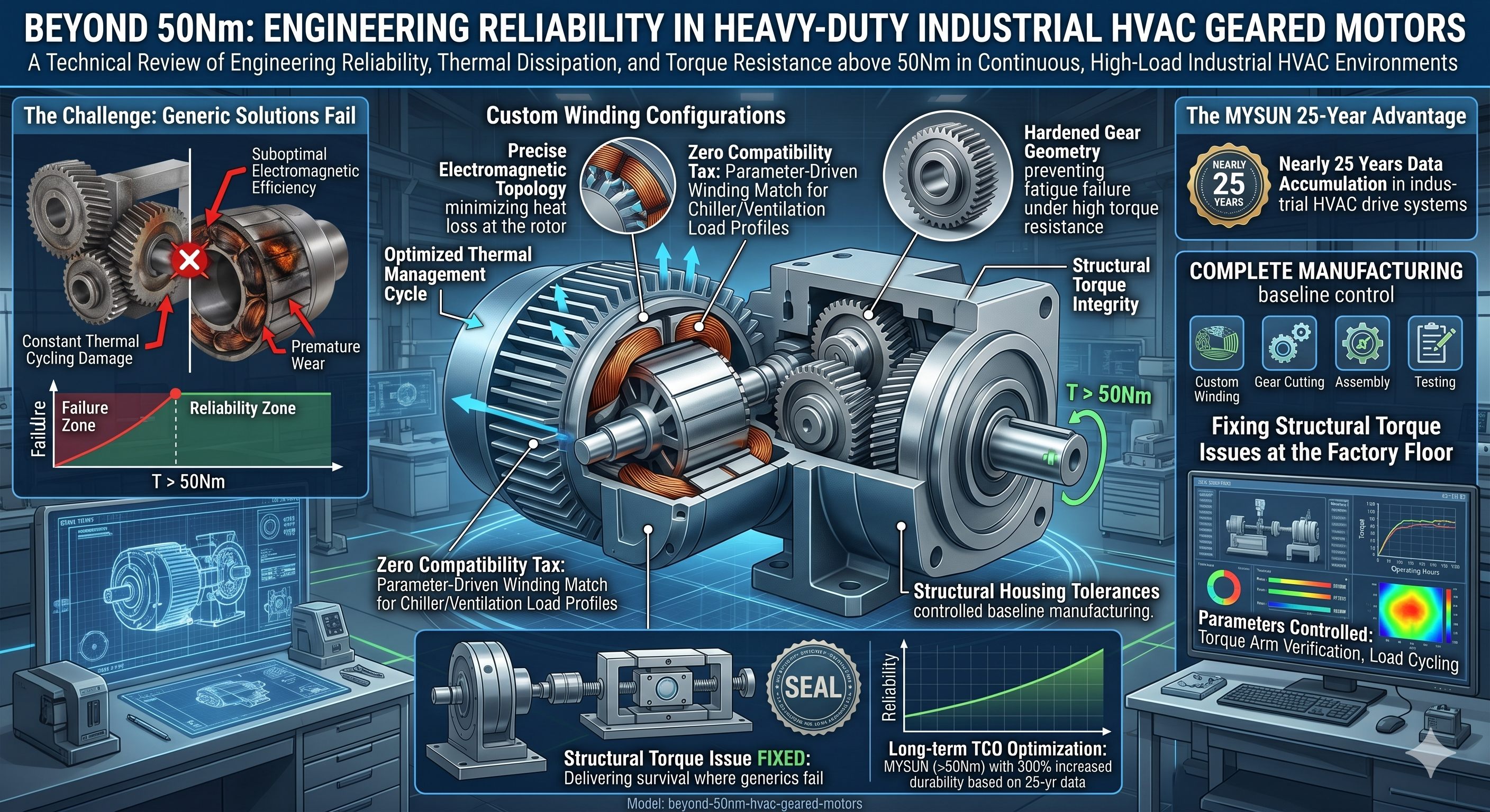 Beyond 50Nm: Engineering Reliability in Heavy-Duty Industrial HVAC Geared Motors