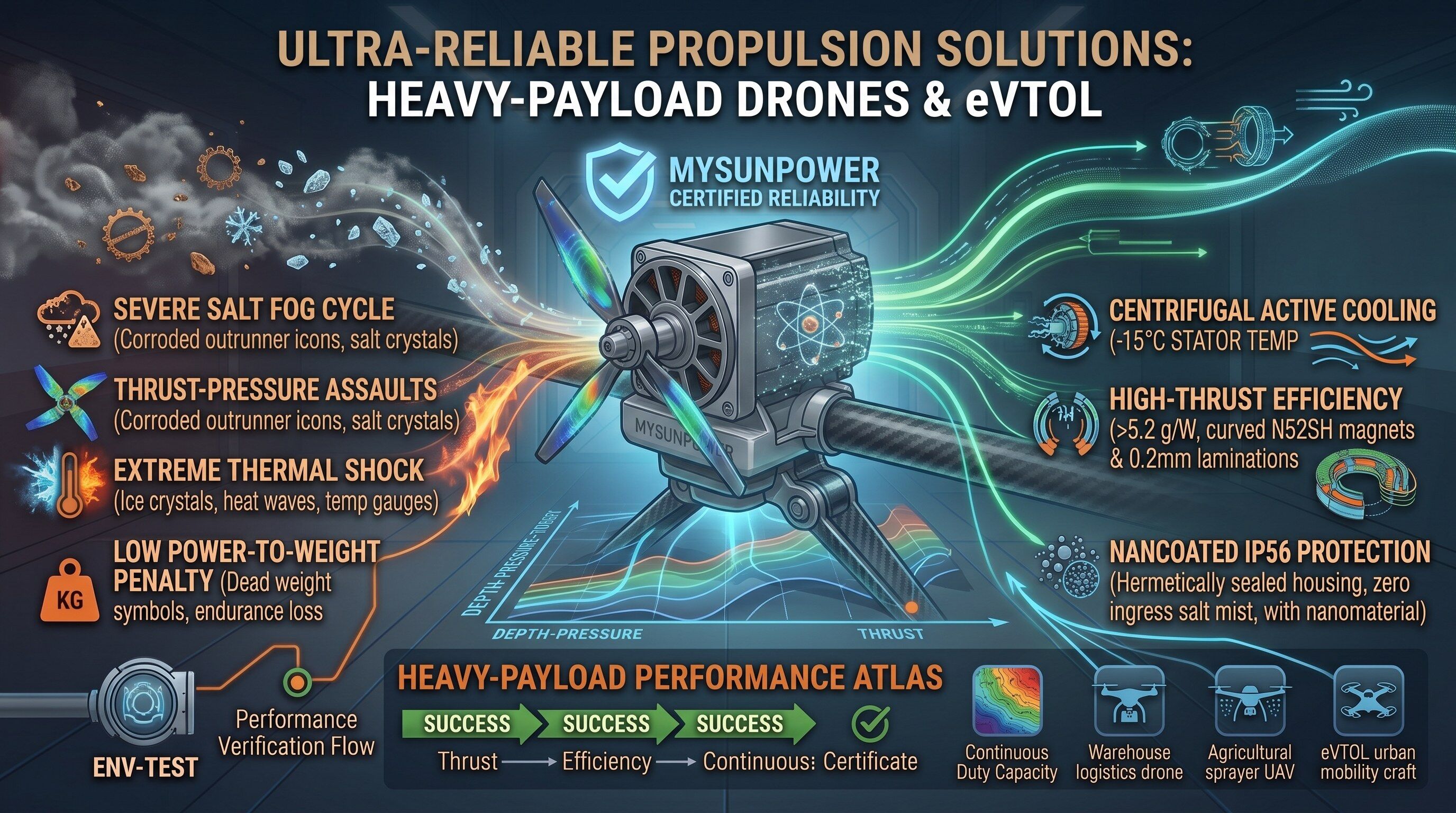 Heavy-Payload BLDC Propulsion Motors for Industrial Drones & eVTOL