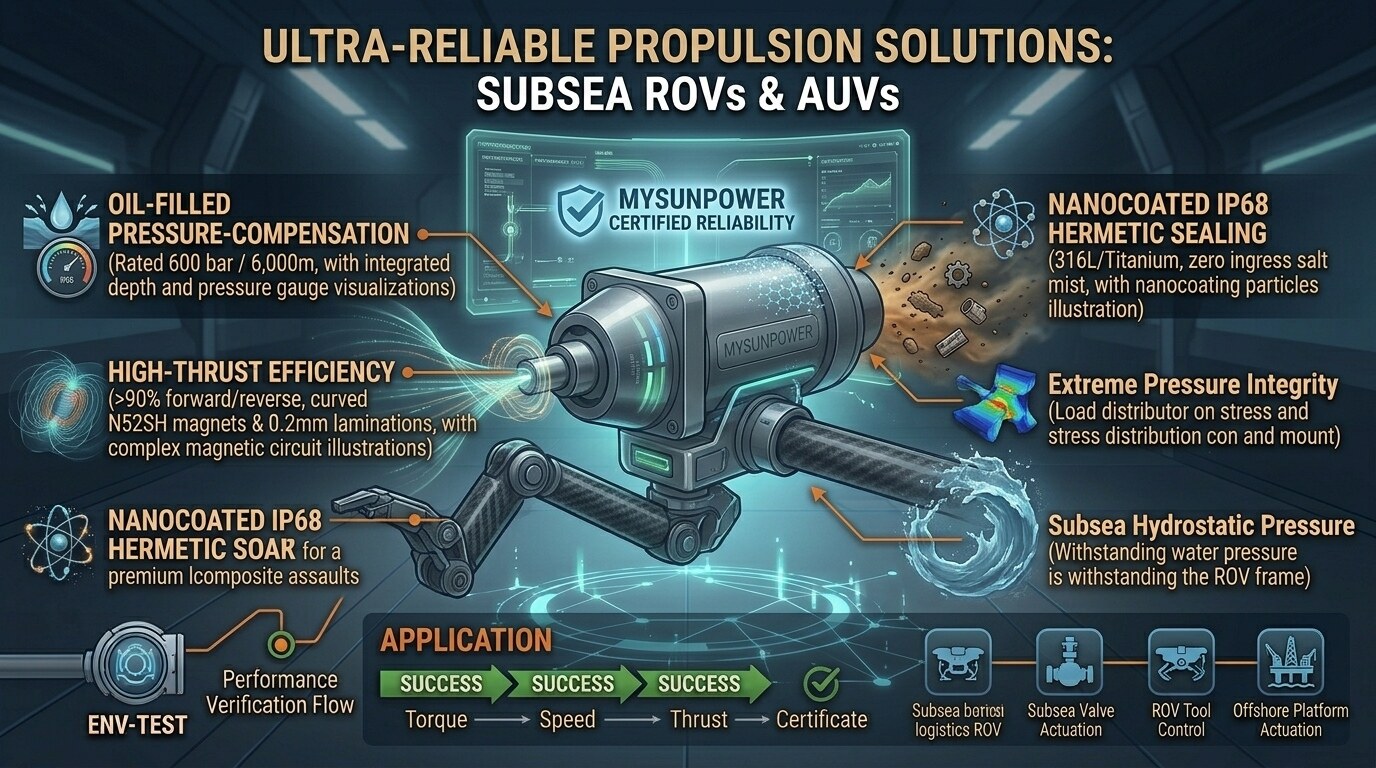 Pressure-Compensated BLDC Thruster Motors for Subsea ROVs & AUVs