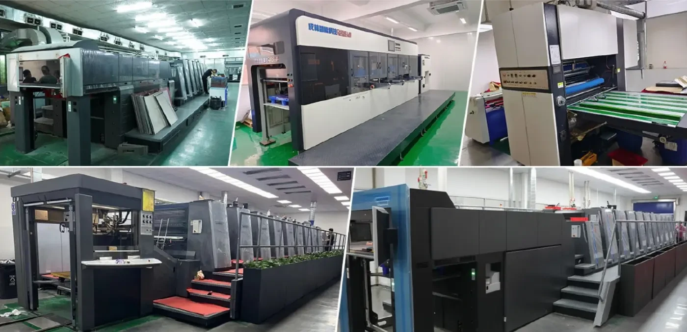 Offset printing presses running in the Yourich printing workshop