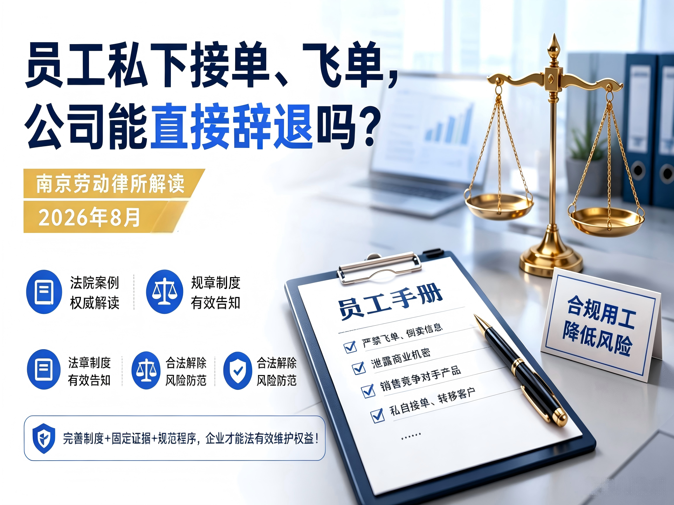 南京劳动律所解读：员工私下接单、飞单，公司能直接辞退吗？