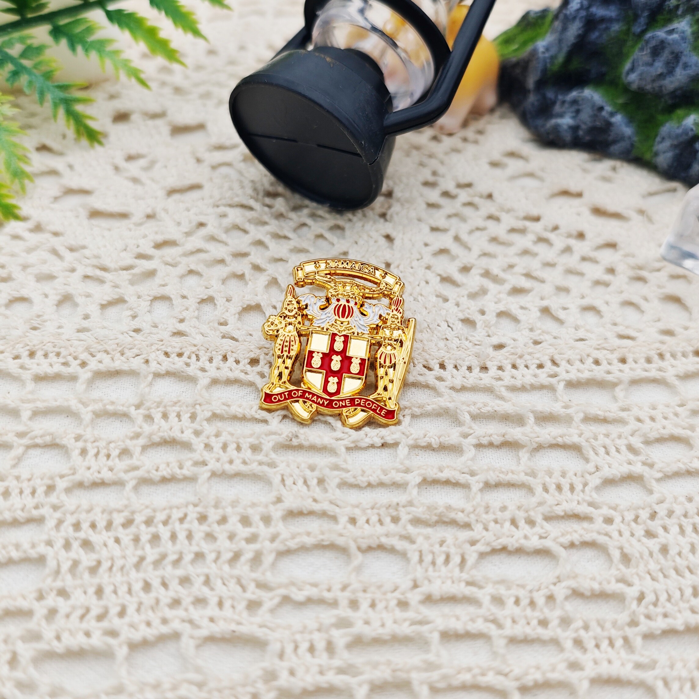 Jamaica Coat of Arms 2 4K Gold-Plated Custom-Shaped Enamel Pin
