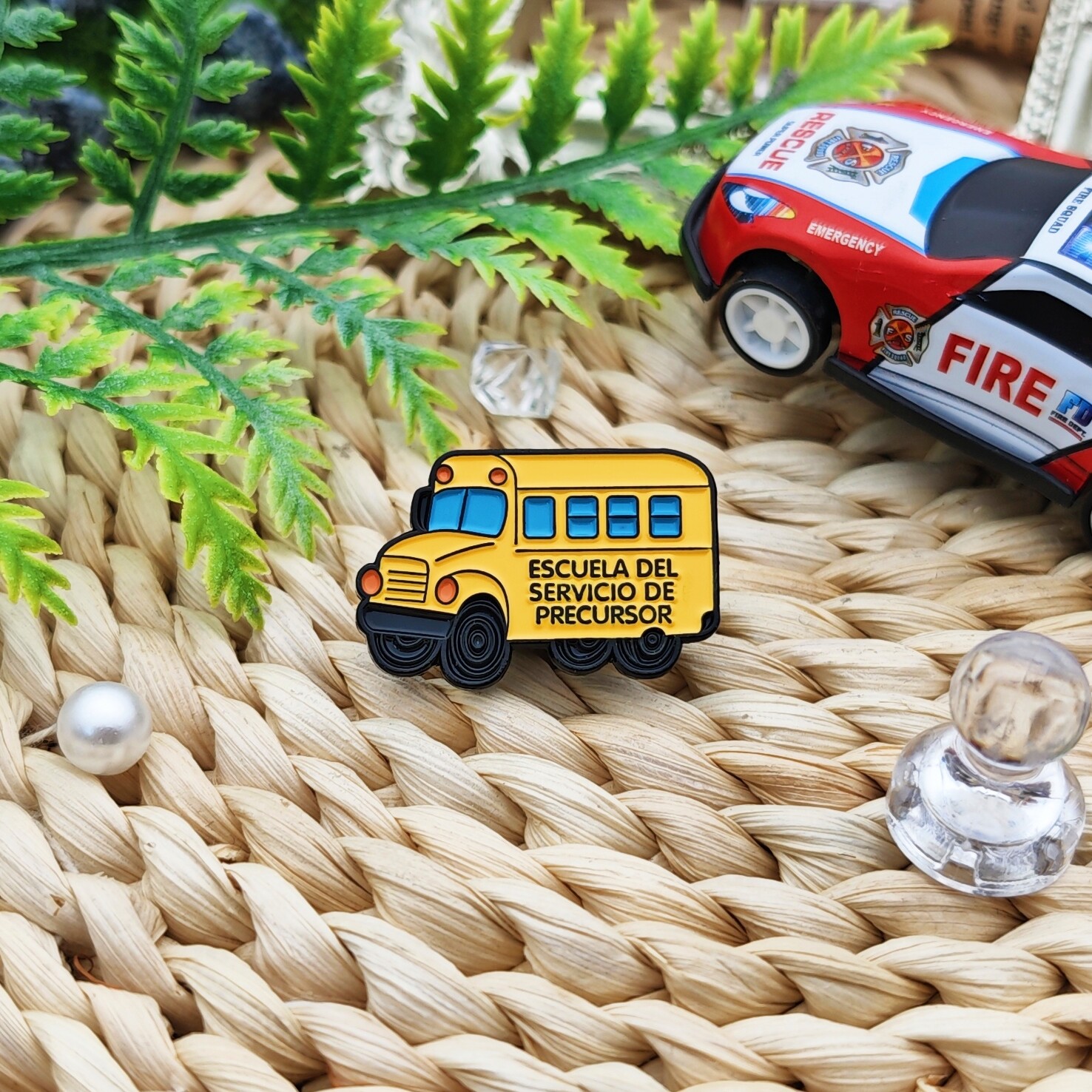 Yellow School Bus Black Metal Enamel Custom Shape Lapel Pin