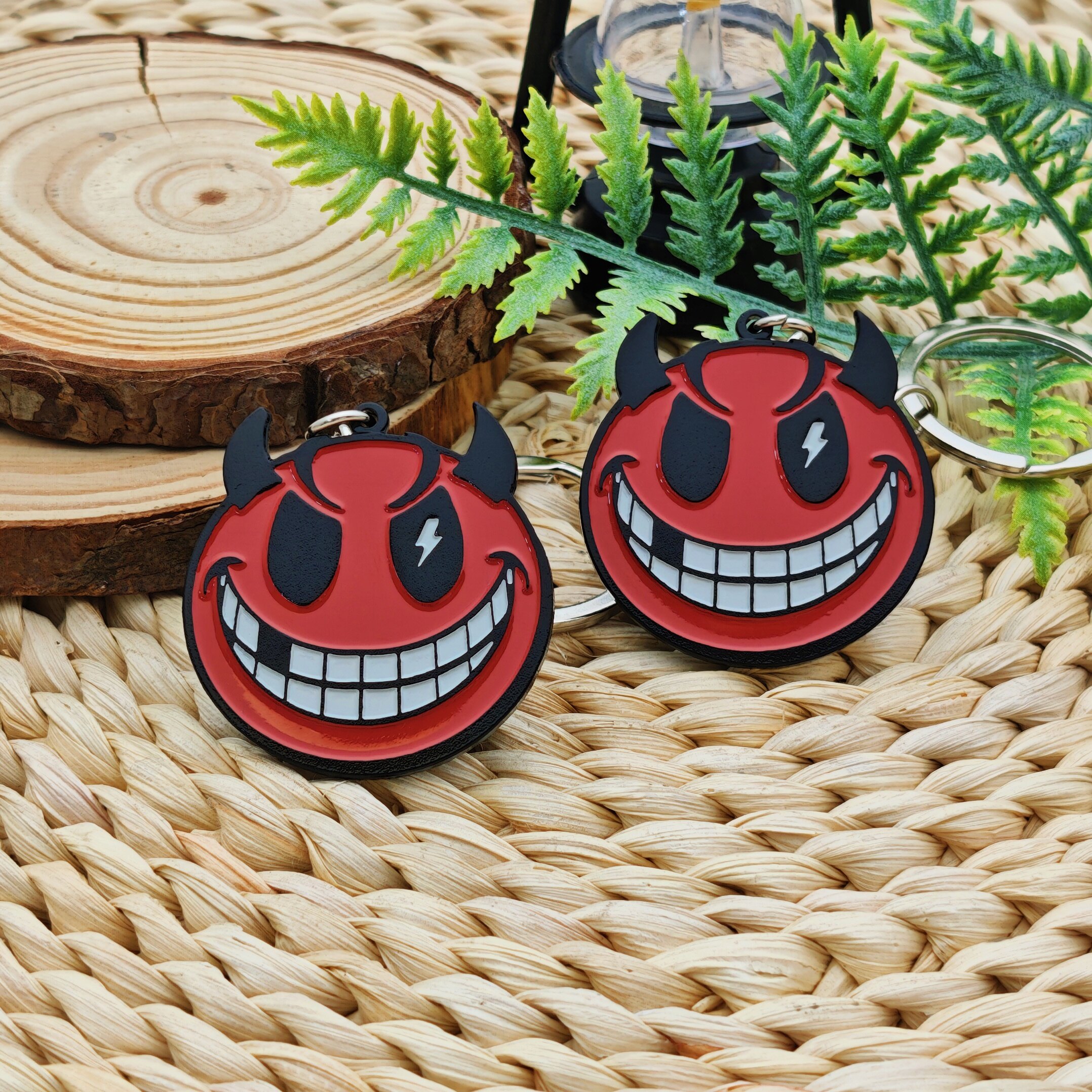 Cartoon Devil Round Face Keychain