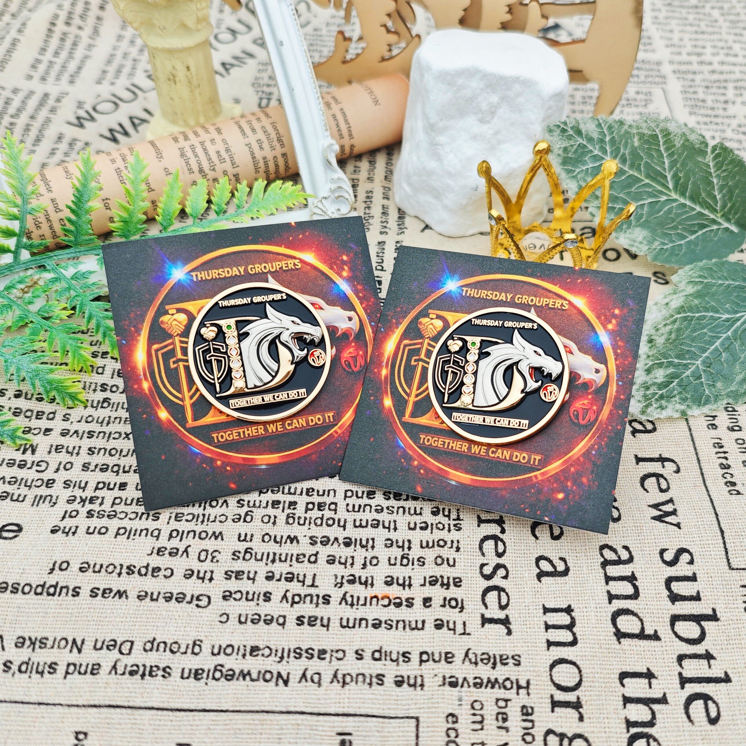 Thursday Groupers Dice Head Two-Tone Plated Medal