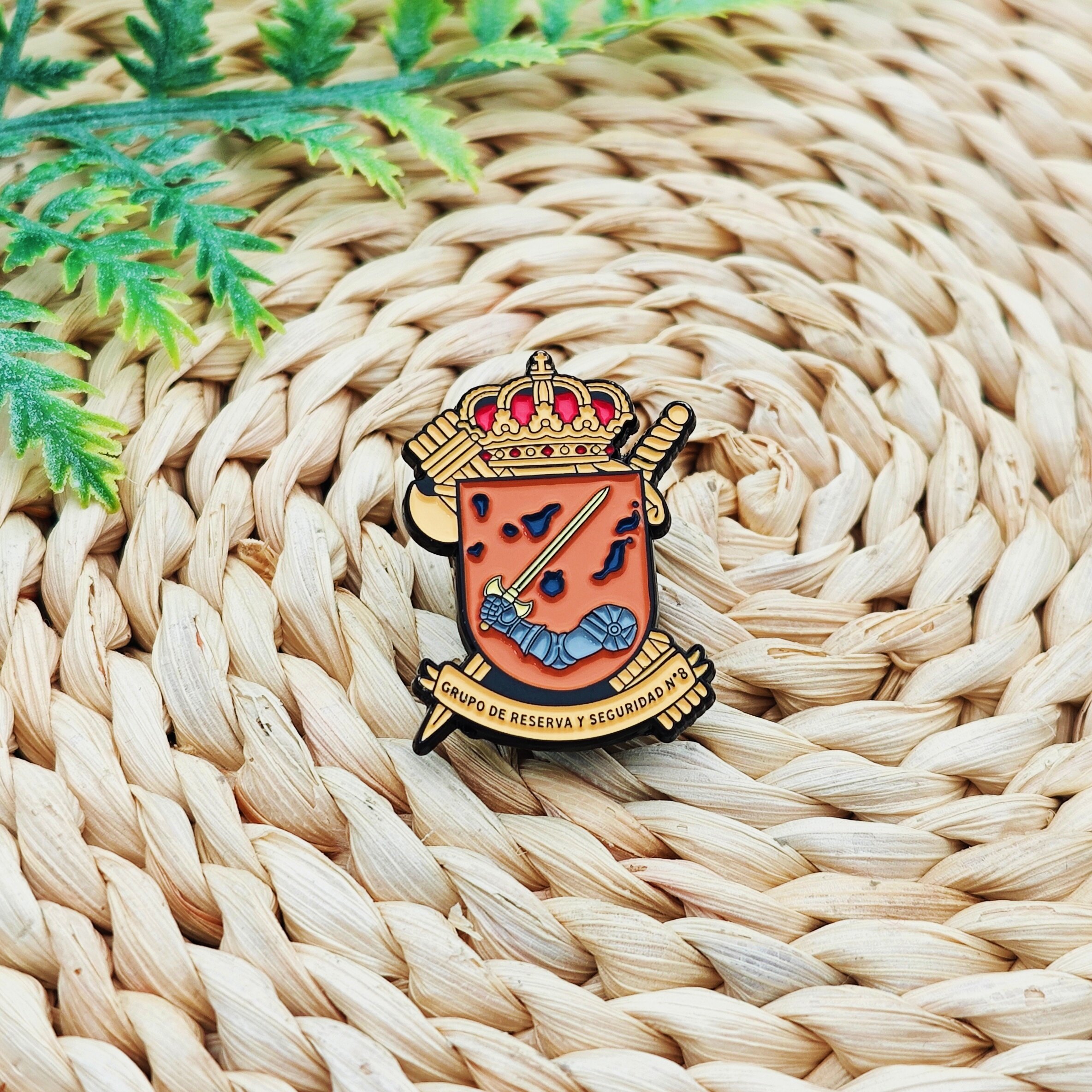 Spain 8 Reserve Safety Legion Crown Shield Black Enamel Irregular Badge