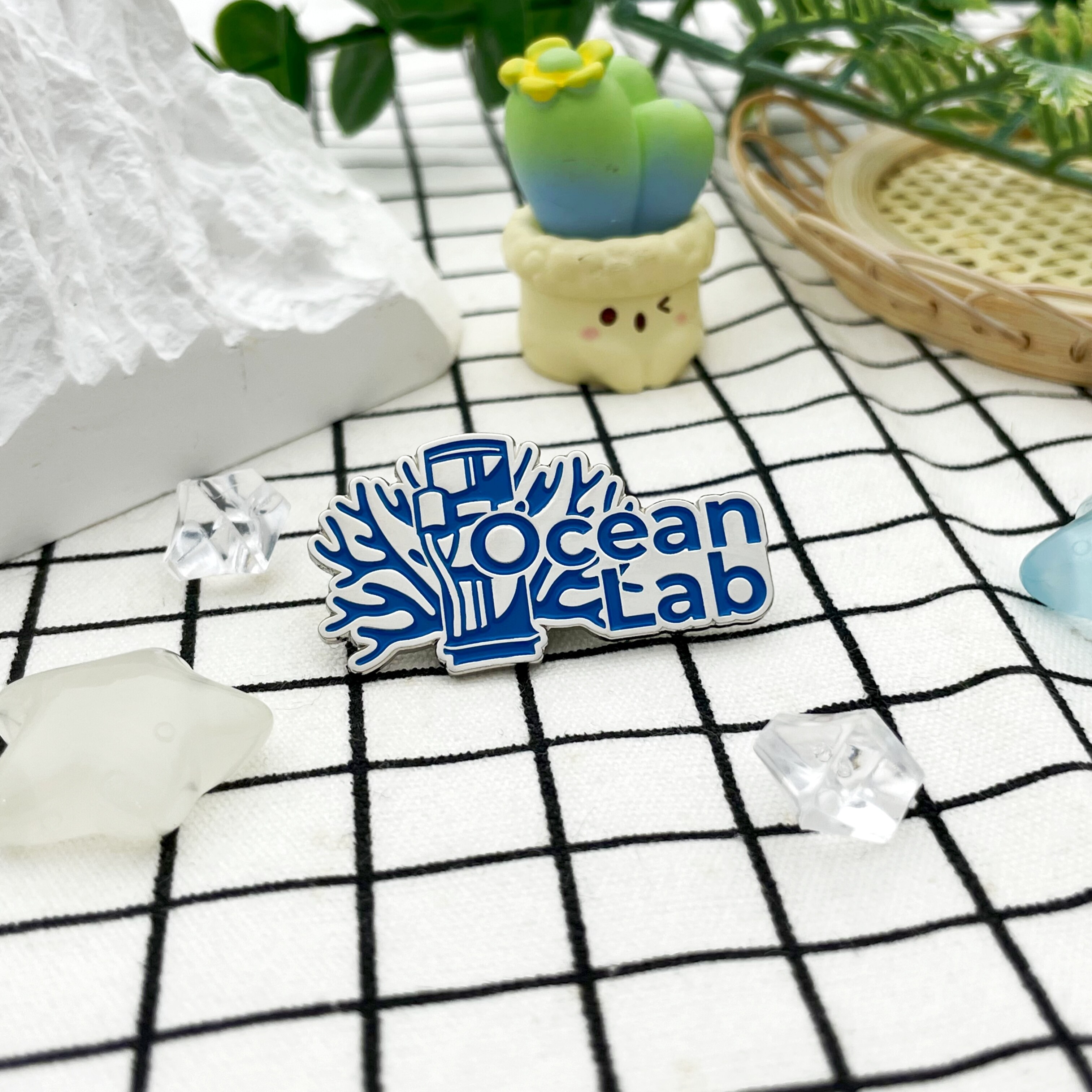 Ocean Lab Coral Silver Chrome Enamel Pin