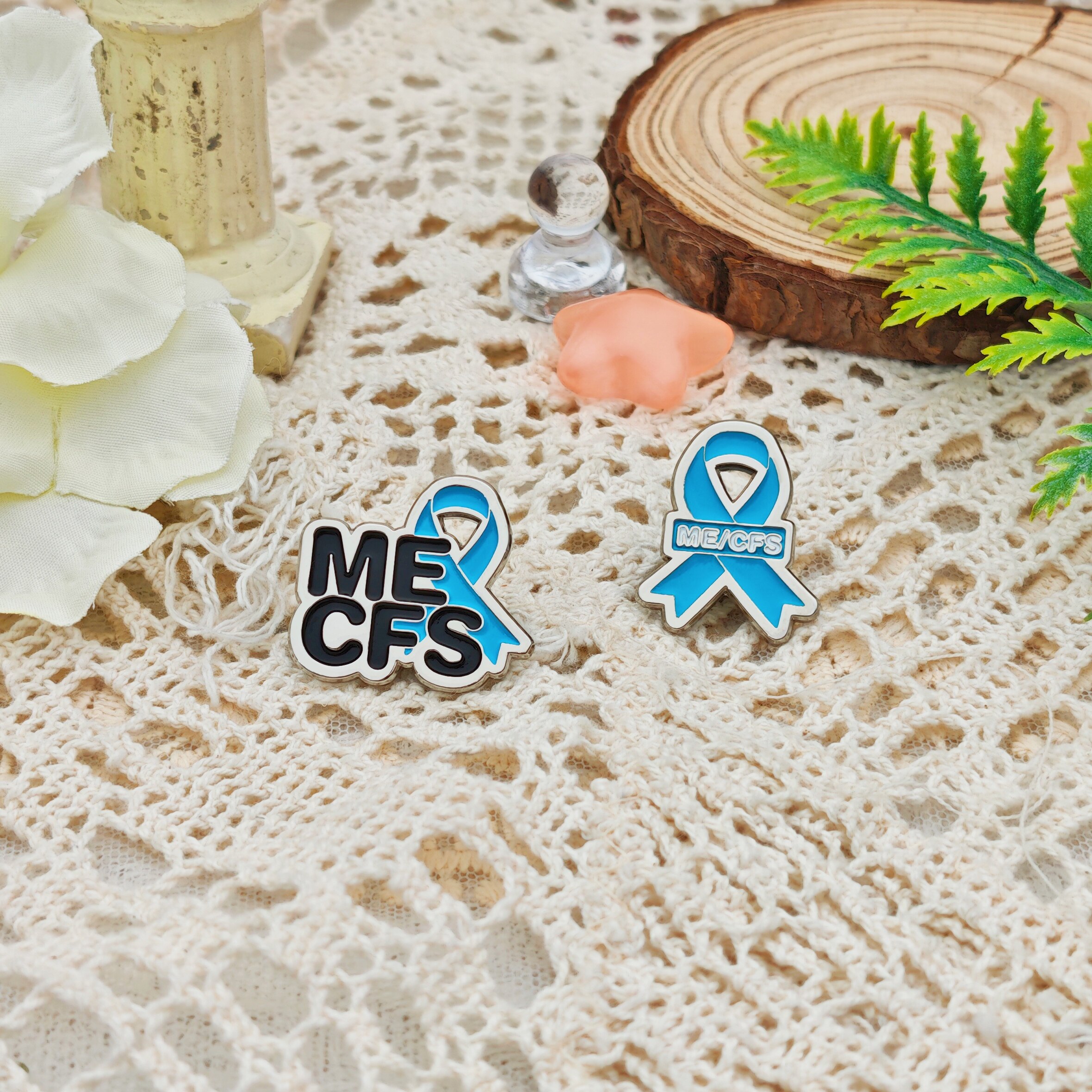 ME/CFS Blue Ribbon Cutout Enamel Combo Pin