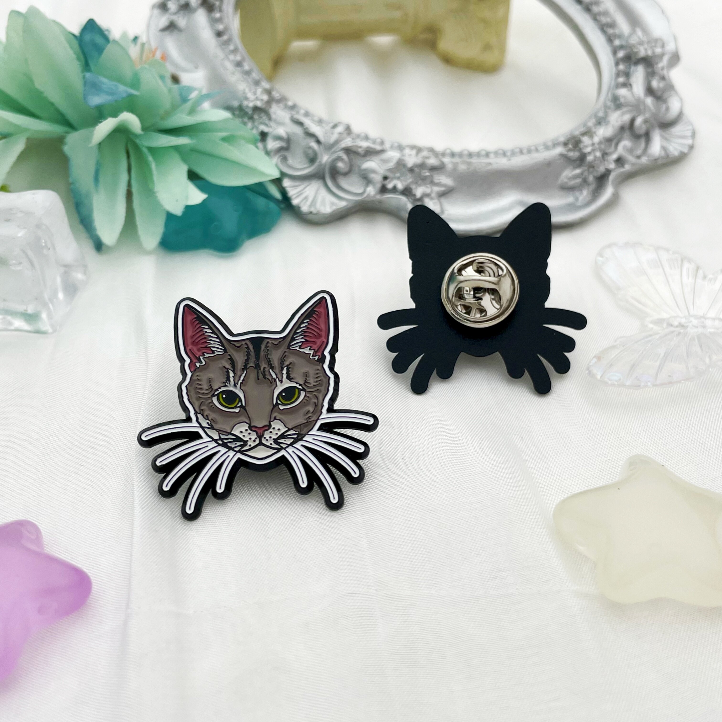 Realistic Tabby Cat Avatar Irregular Enamel Pin