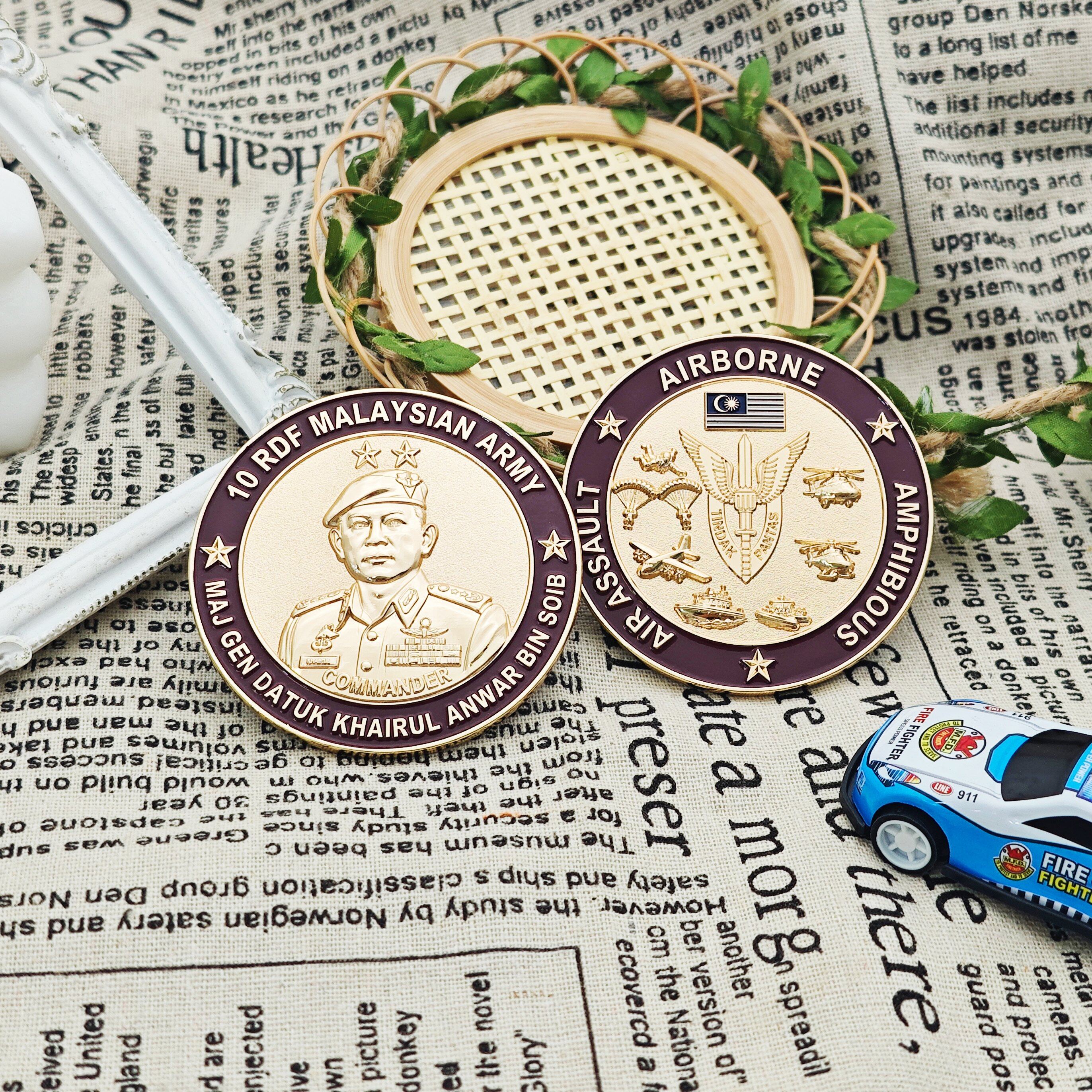 Malaysian Army 10RDF Airborne Amphibious Themed Double-Sided Relief Commemorative Coin
