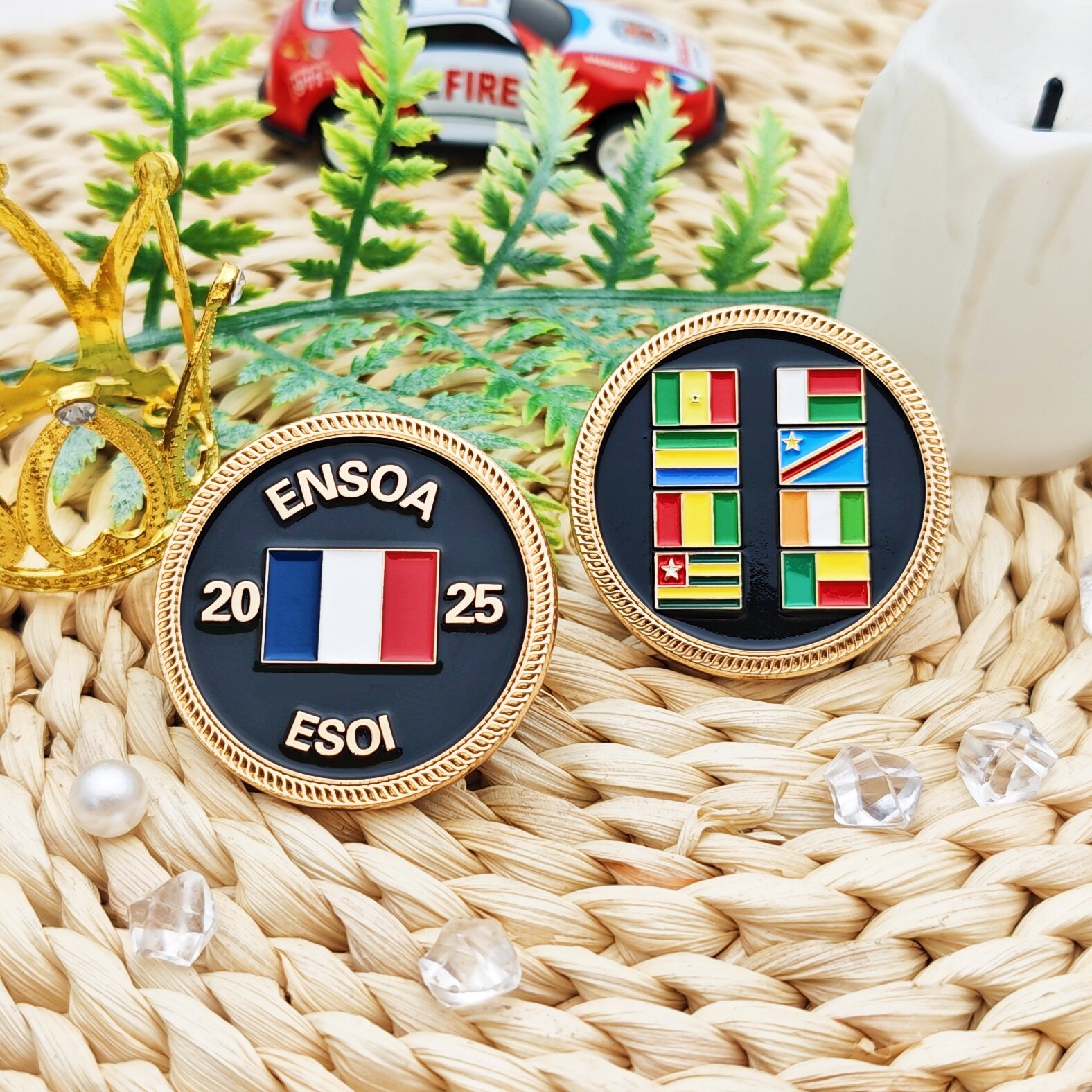ENSOA Multi-National Flag Double-Sided Round Enamel Commemorative Coin