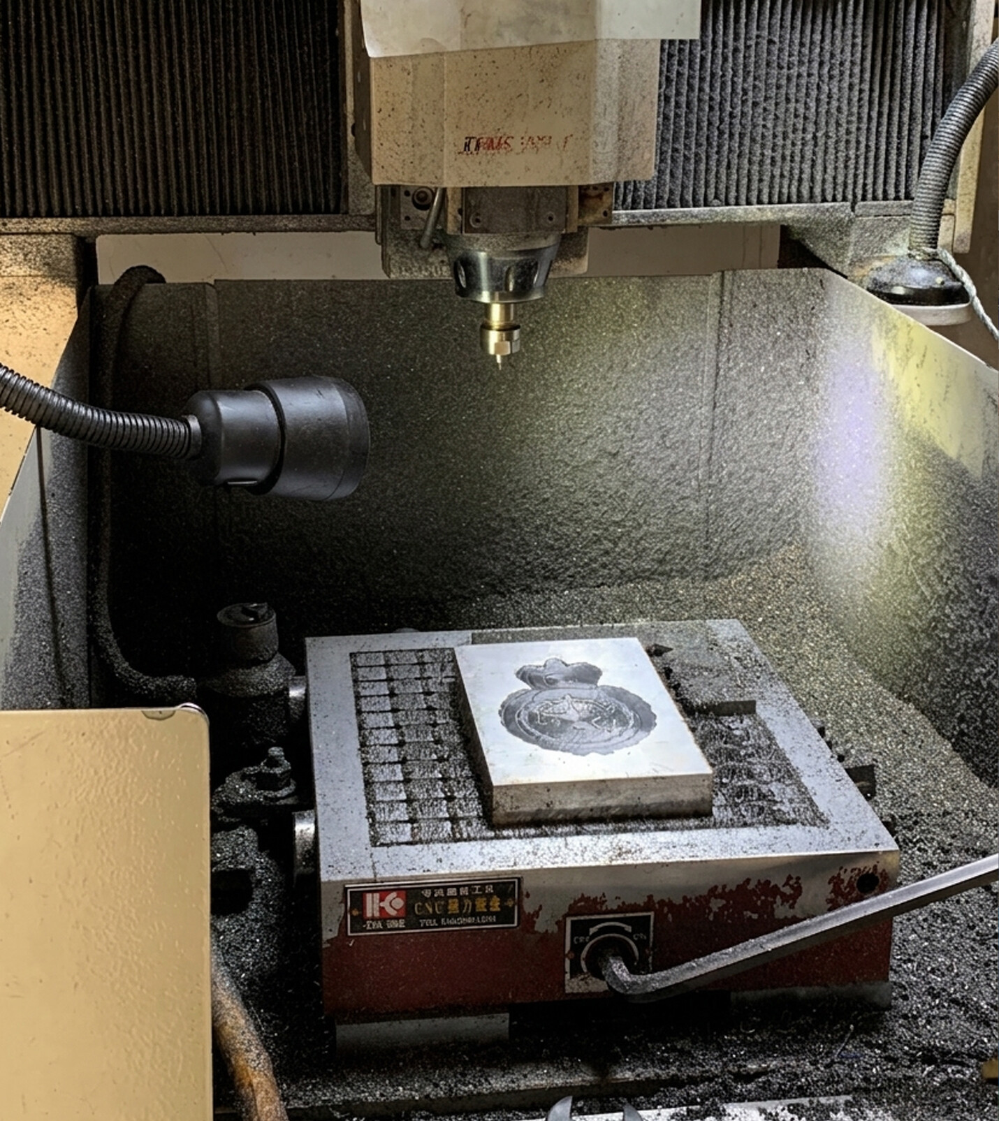 Close-up of CNC engraving