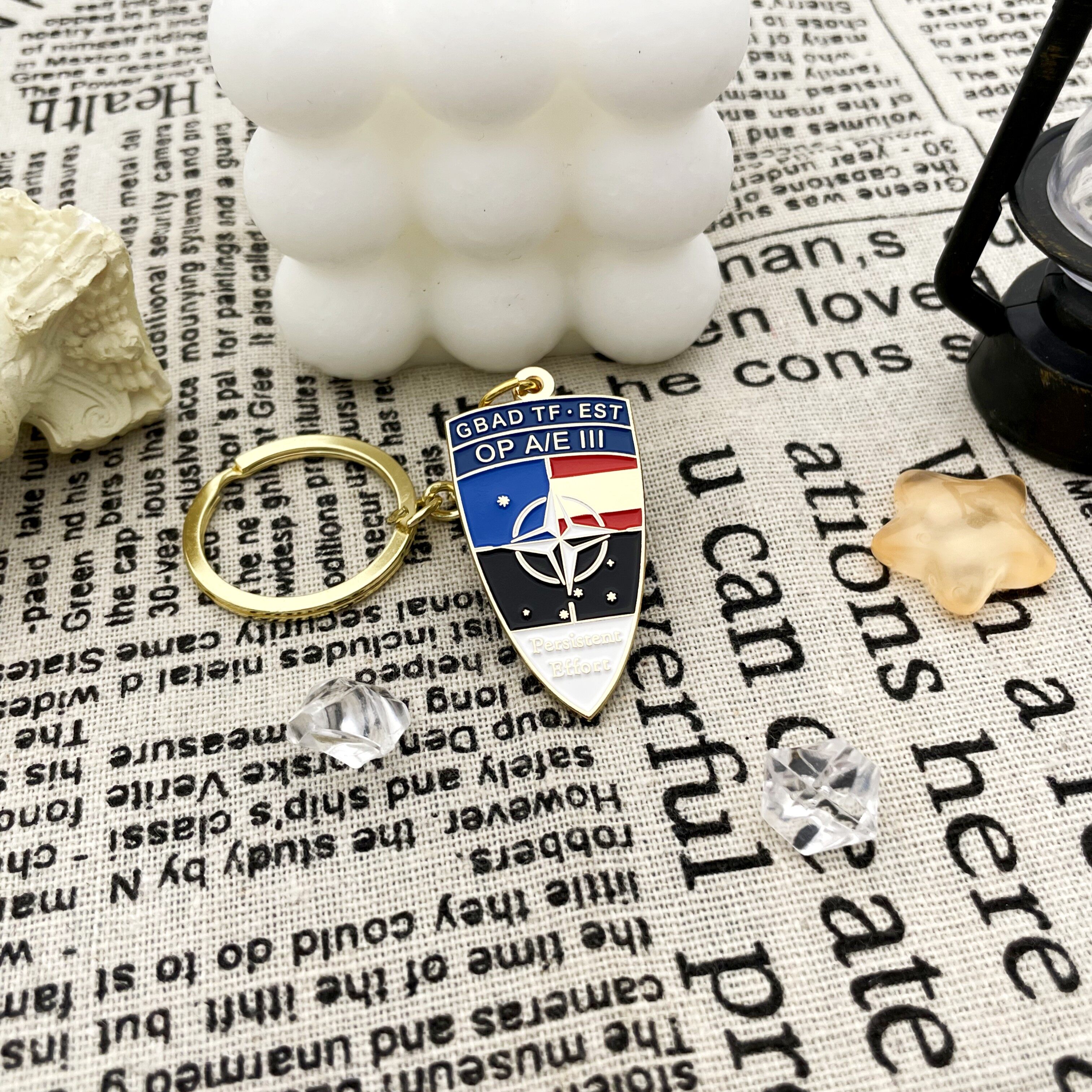 NATO Shield Plated Gold-Plated Painted Keychain