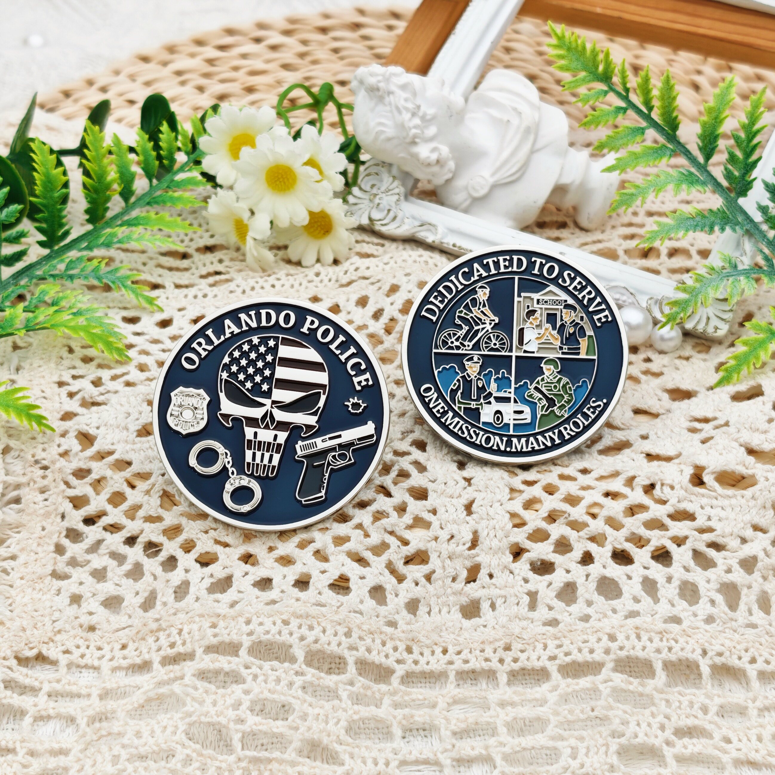 Orlando Police Department Silver-Plated Two-Sided Lacquered Commemorative Coin
