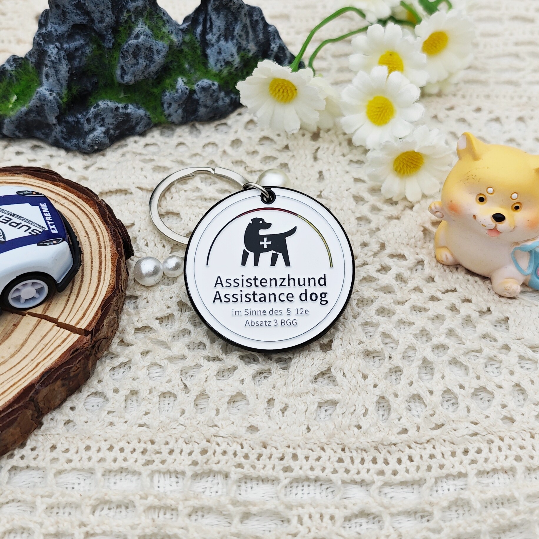 Assistenzhund Service Dog Round Keychain