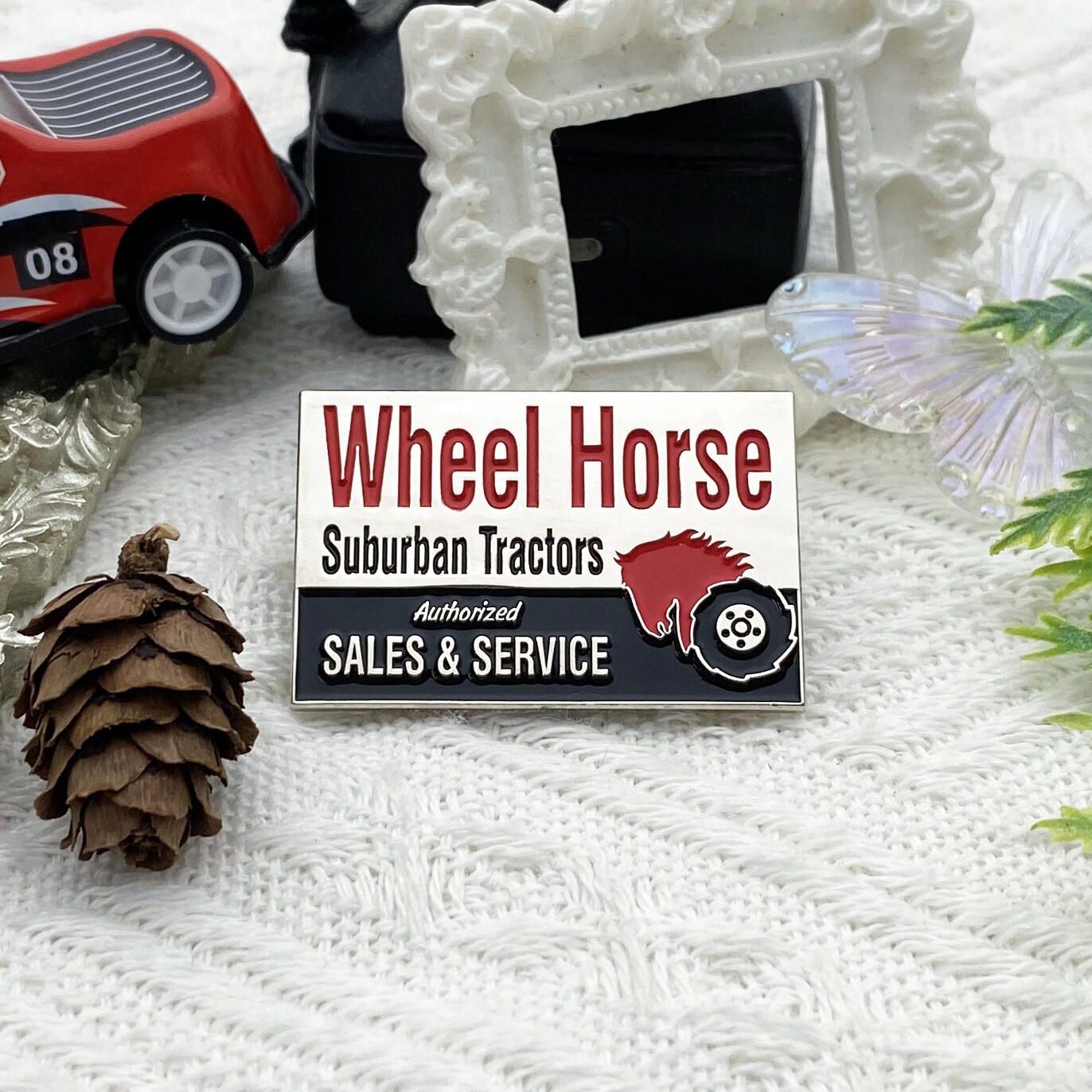 Wheel Horse Tractor Rectangular Enamel Badge