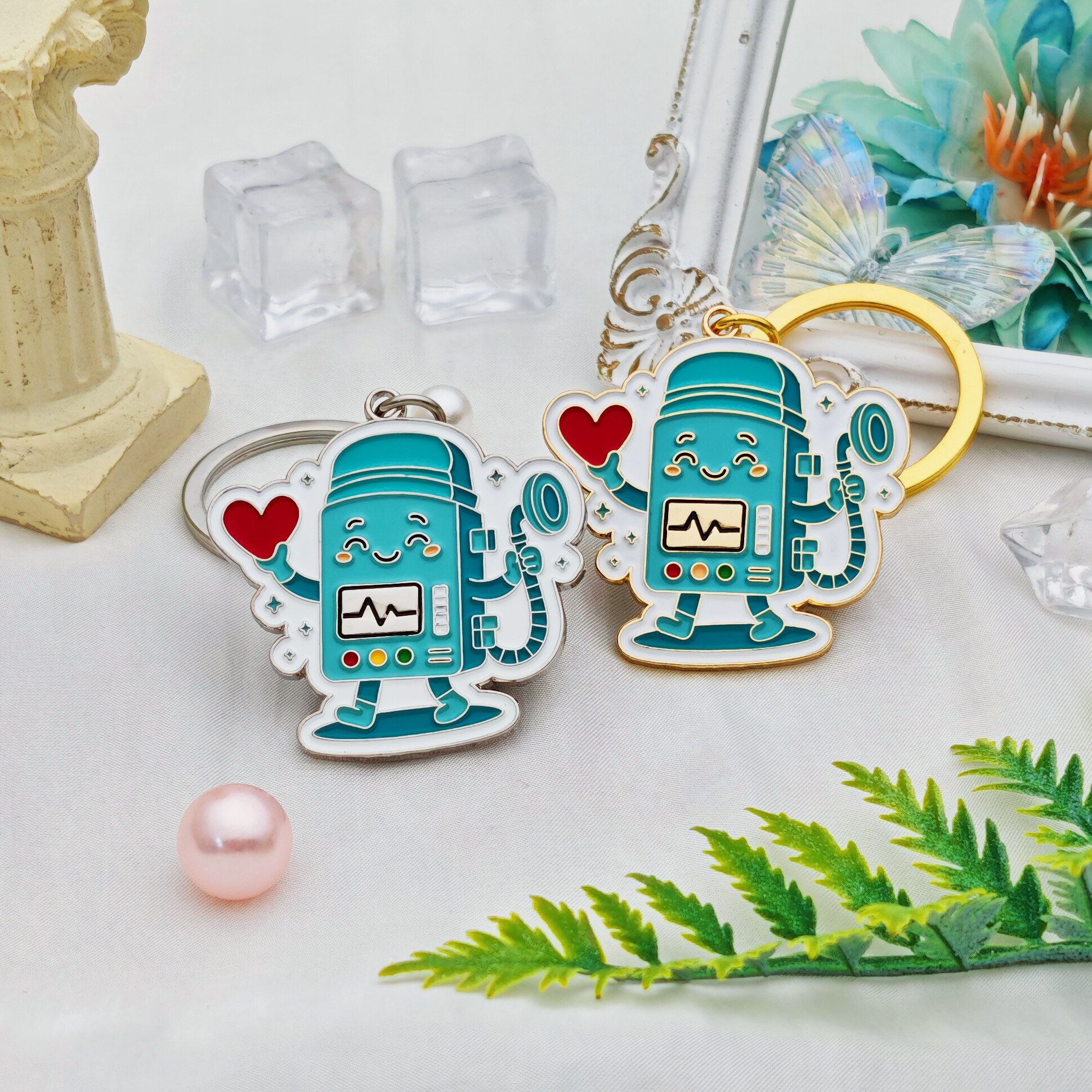 Ventilator Robot Heart Medical Cartoon Keychain