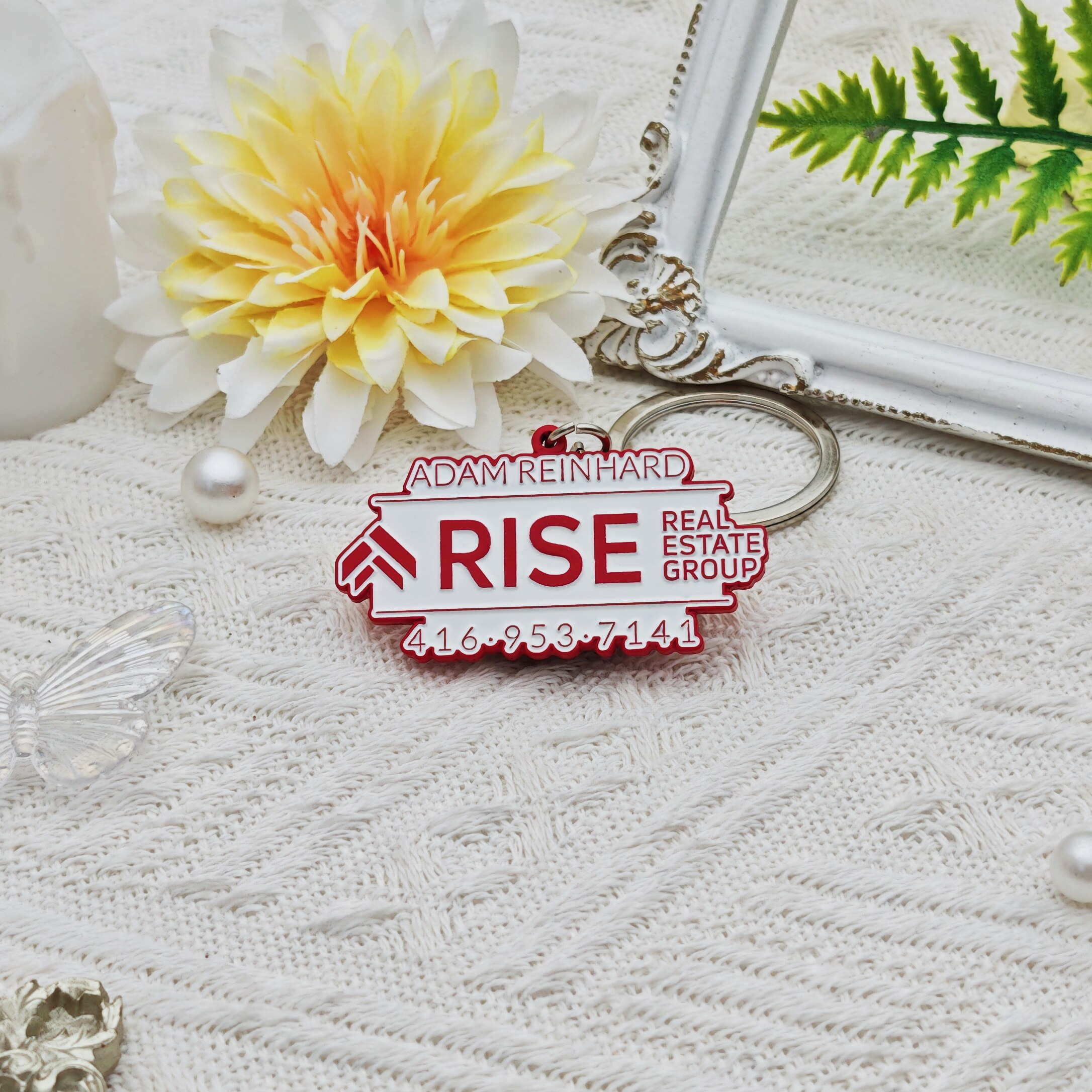 RISE Real Estate Logo Custom-Shaped Enamel Keychain