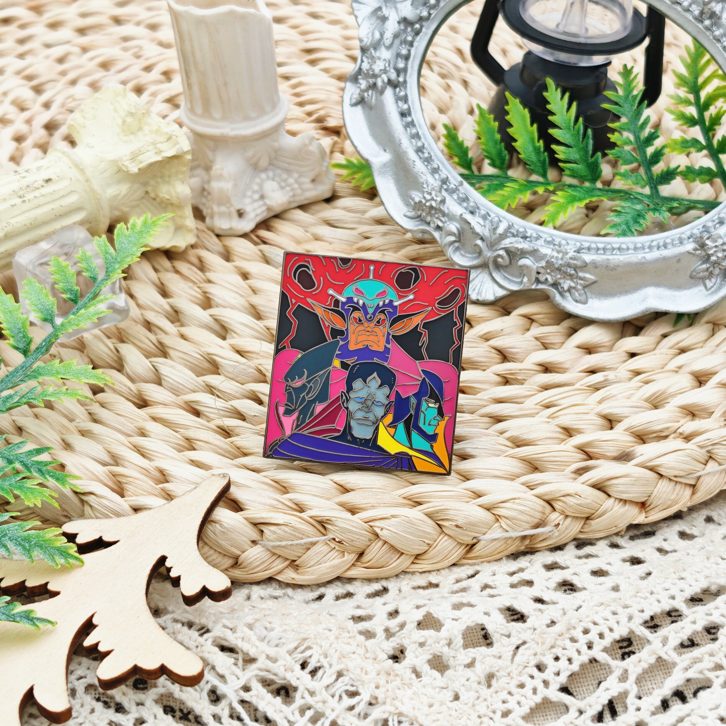 Square Enamel Pin: Anime Demon & Yokai