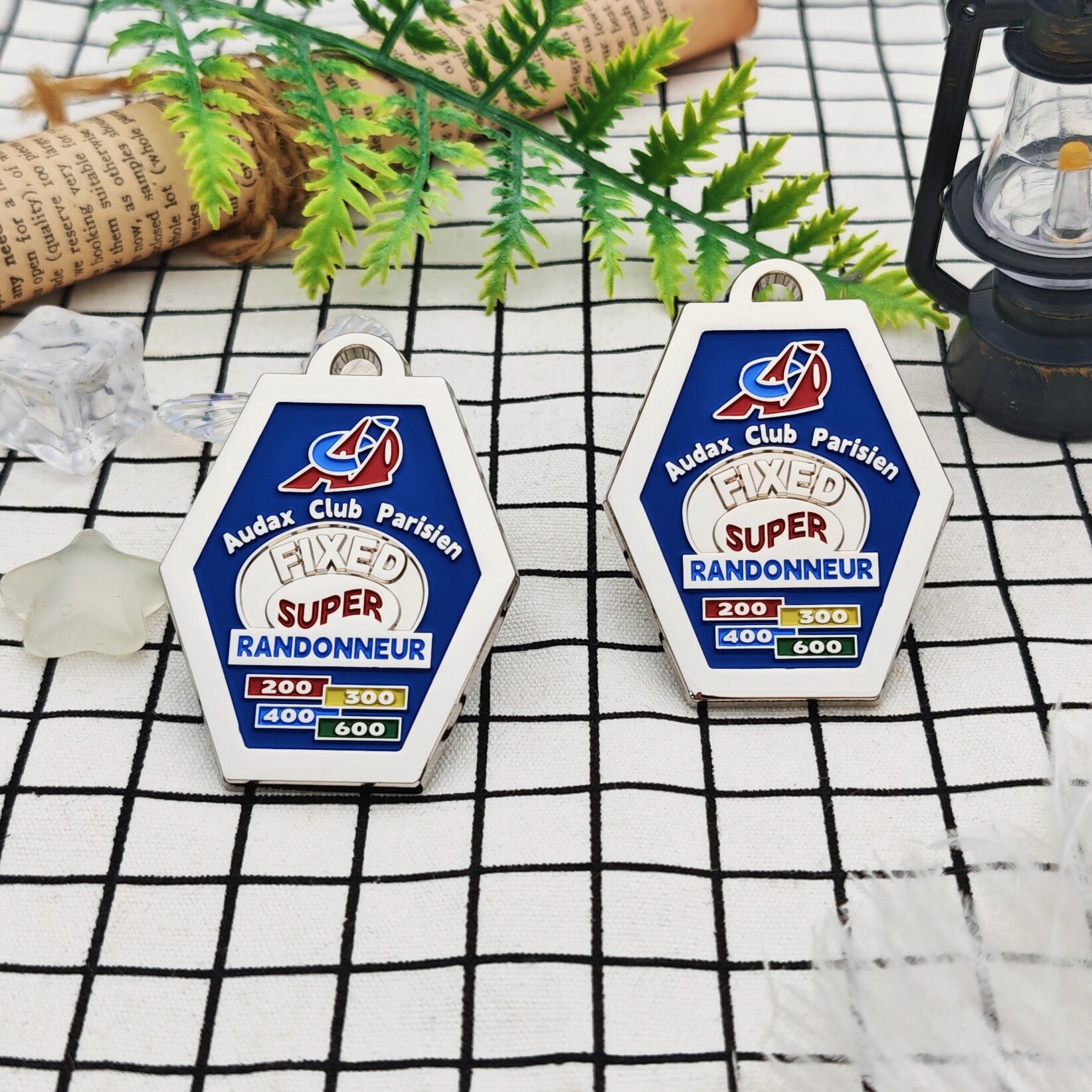 Audax Club Parisien Hexagonal Enamel Cycling Medal