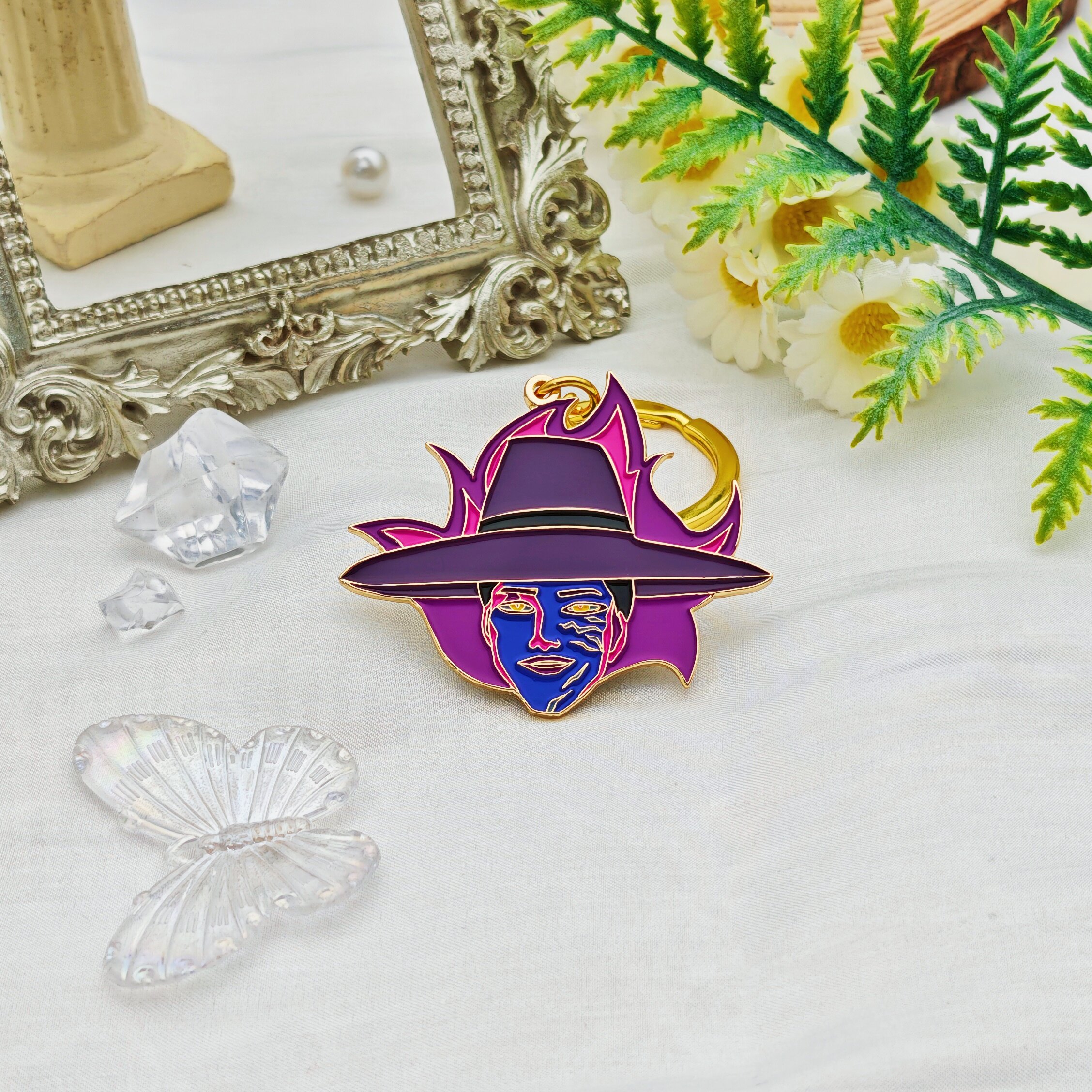 Magic Hat Flame Portrait Custom-Shaped Enamel Keychain