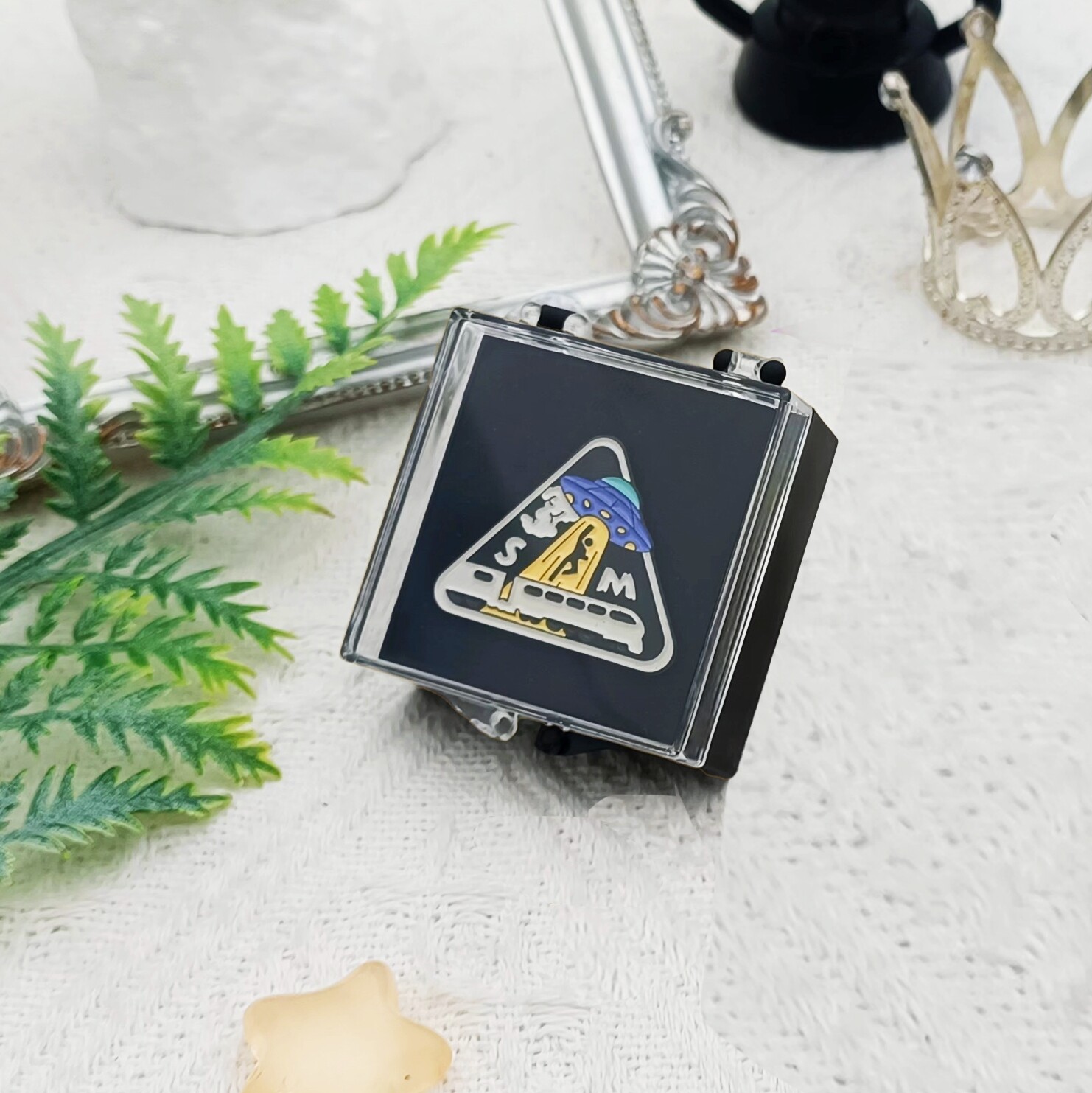 UFO Train Triangular Enamel Pin