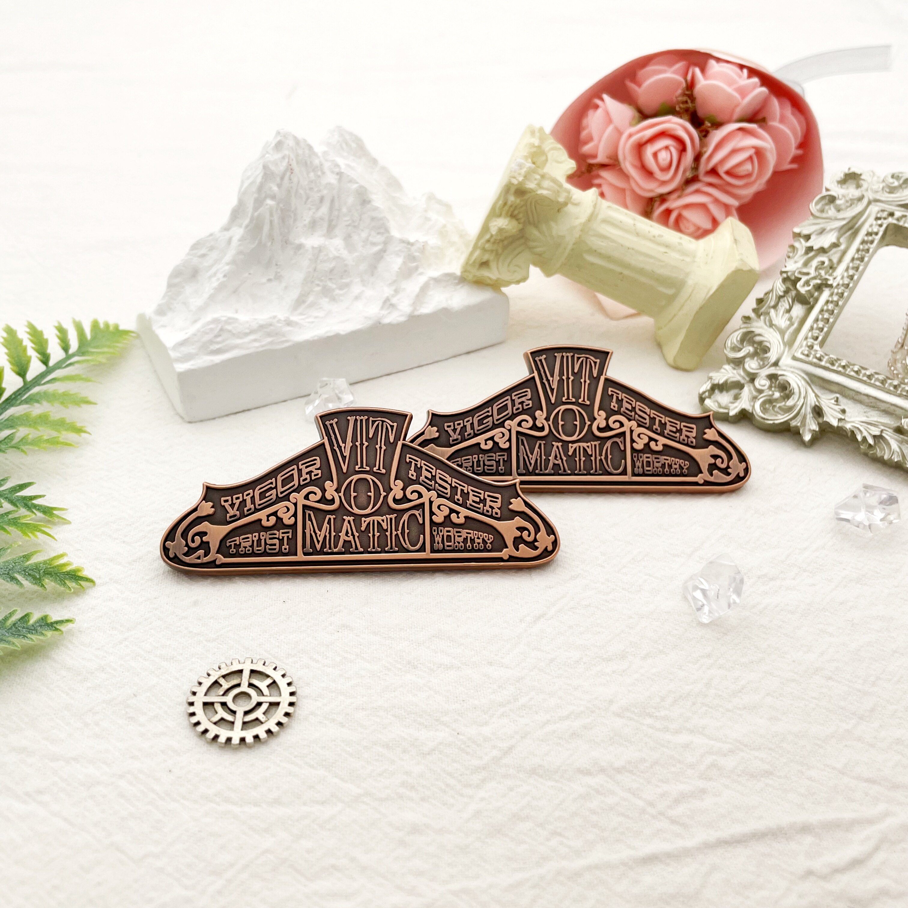 VIT O MATIC Vintage Carved Appliance Logo Embossed Fridge Magnet