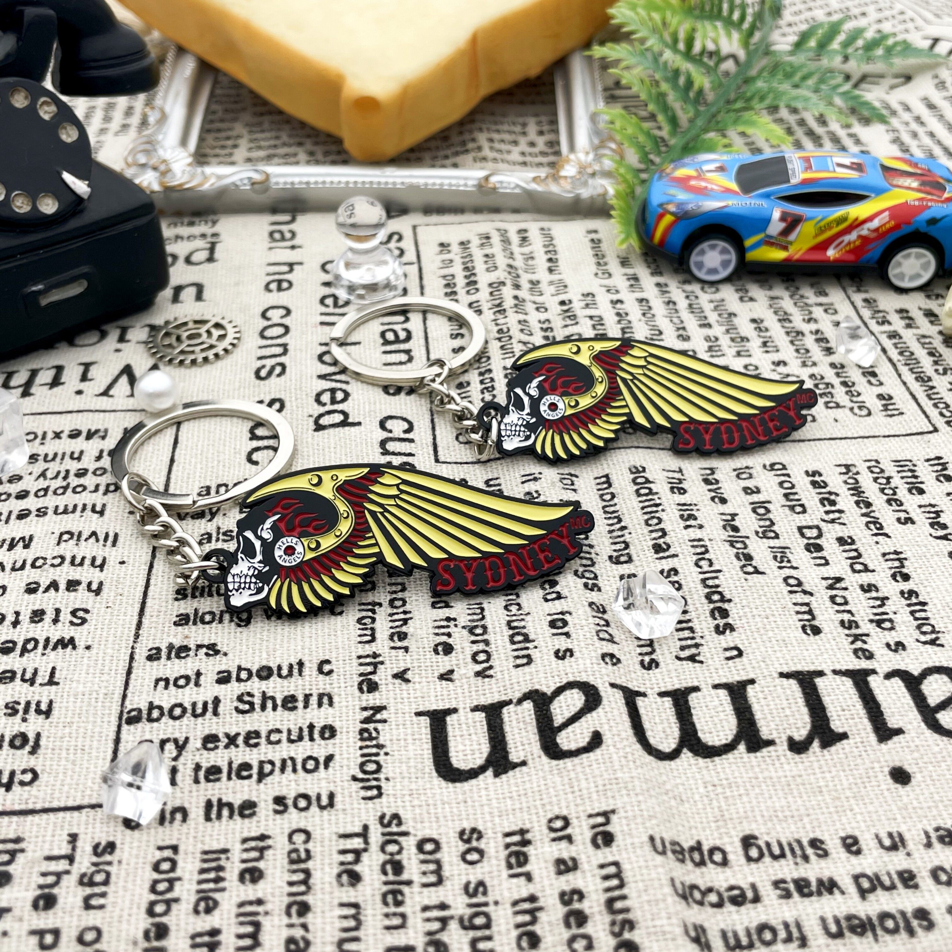 SYDNEY Skull Wings Vintage Metal Keychain