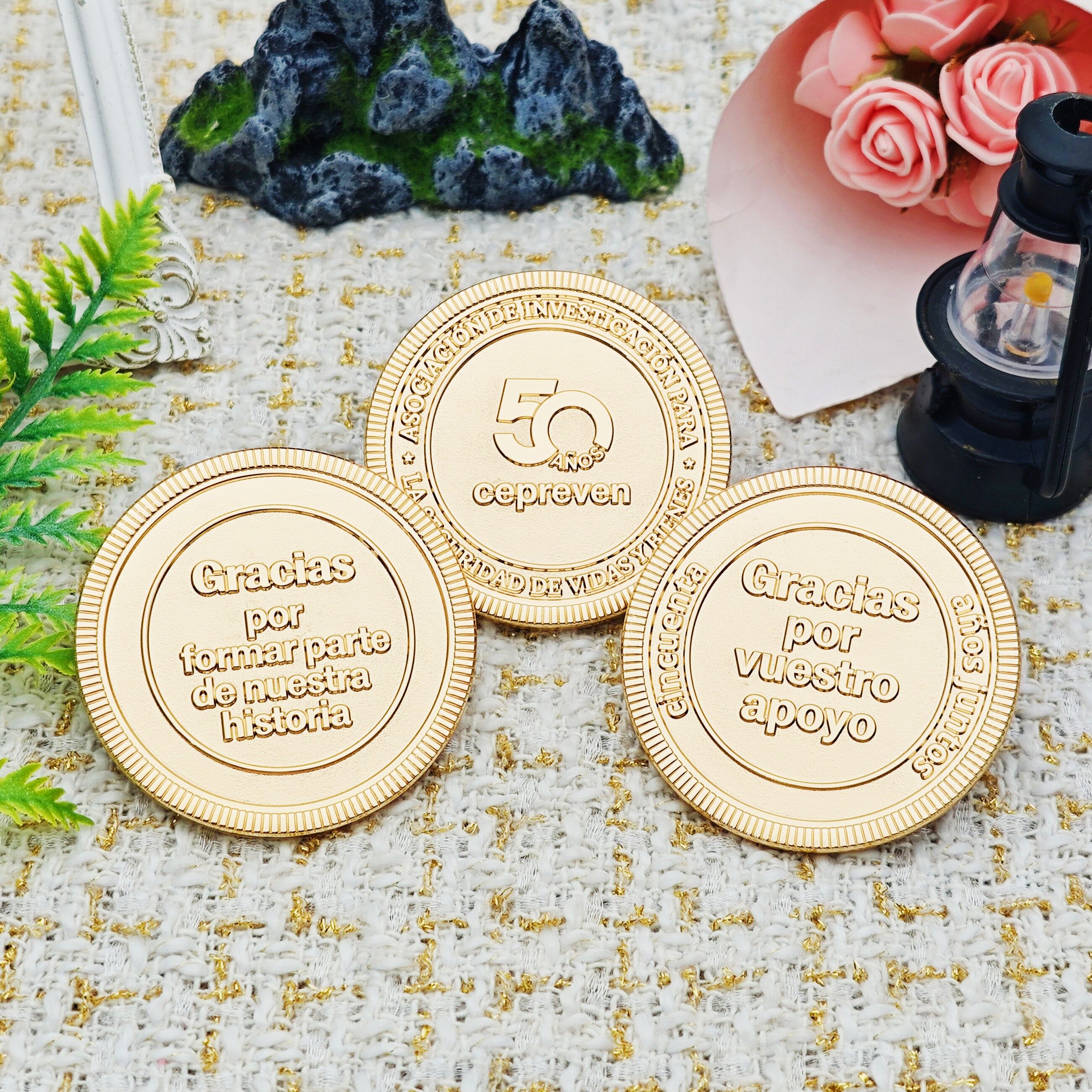 Spain CEPREVEN 50th Anniversary Gold-Plated Relief Double-Sided Commemorative Coin