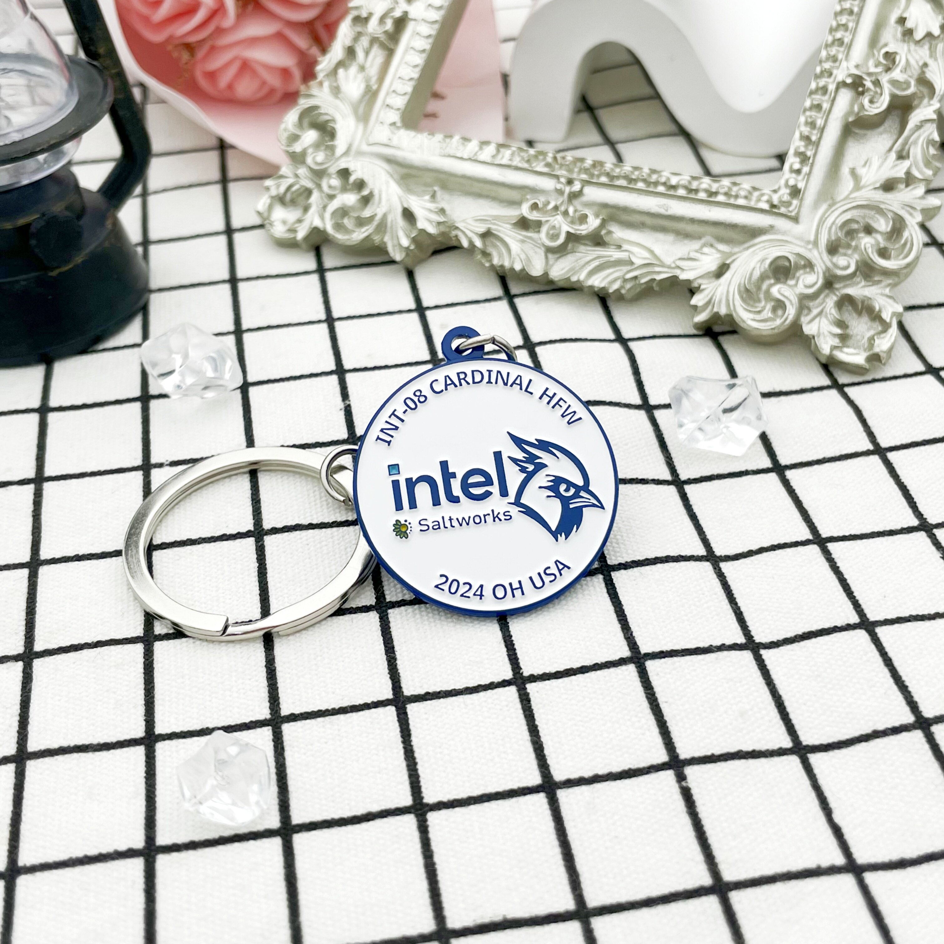 Intel Tech Round Double Tag Enamel Keychain