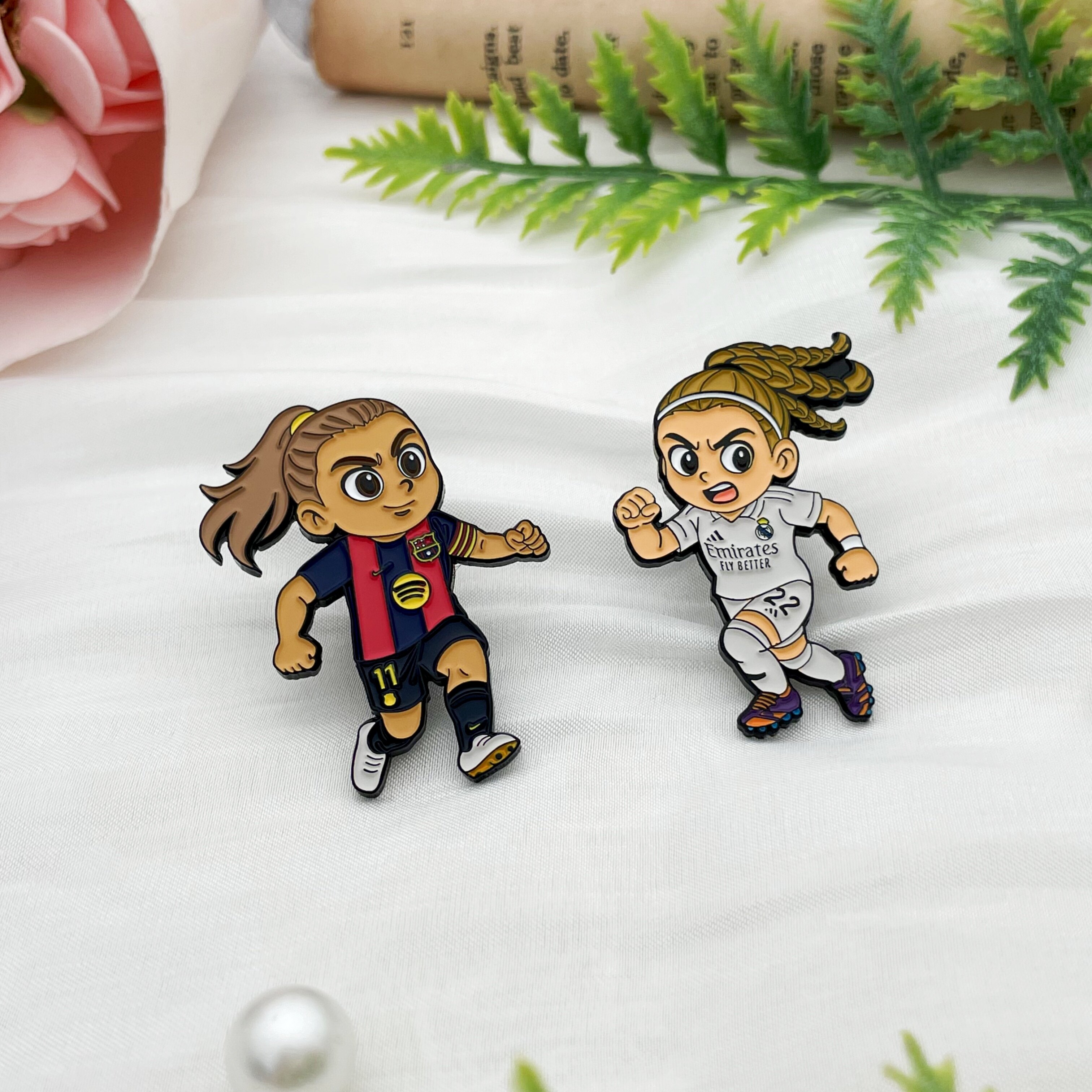 Spain Women's National Team Cartoon Player Chrome Plated Badge