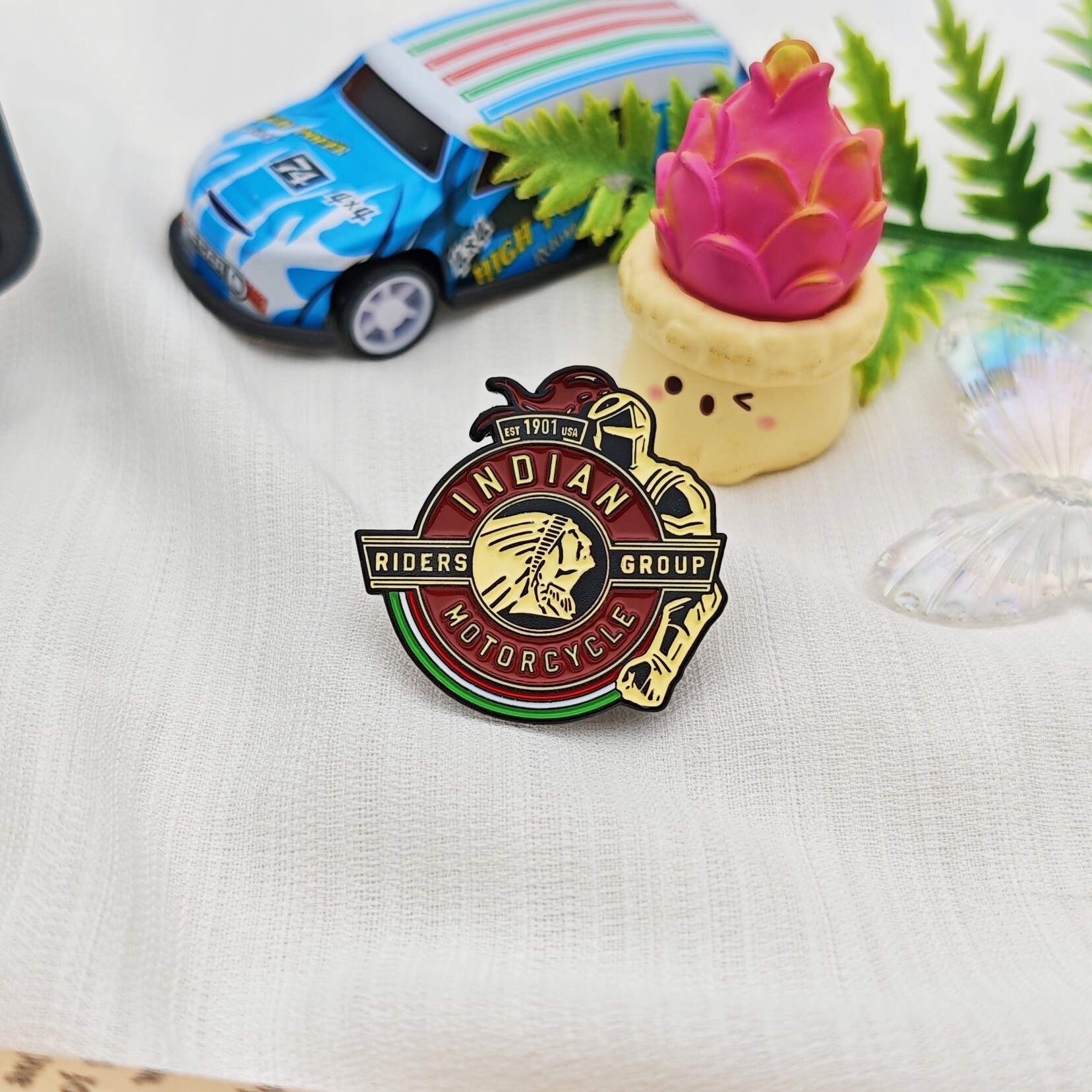 Indian Motorcycle Alien Enamel Badge
