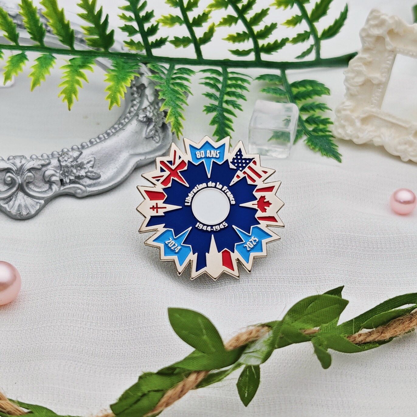 Multi-Nation Commemorative Sunflower Flag Silver Plated Enamel Badge
