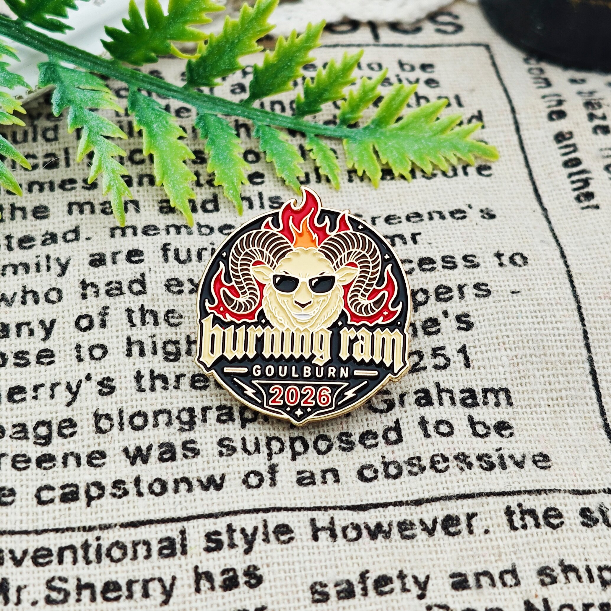 Burning Ram Flame Ram Alien Gold-Plated Enamel Pin