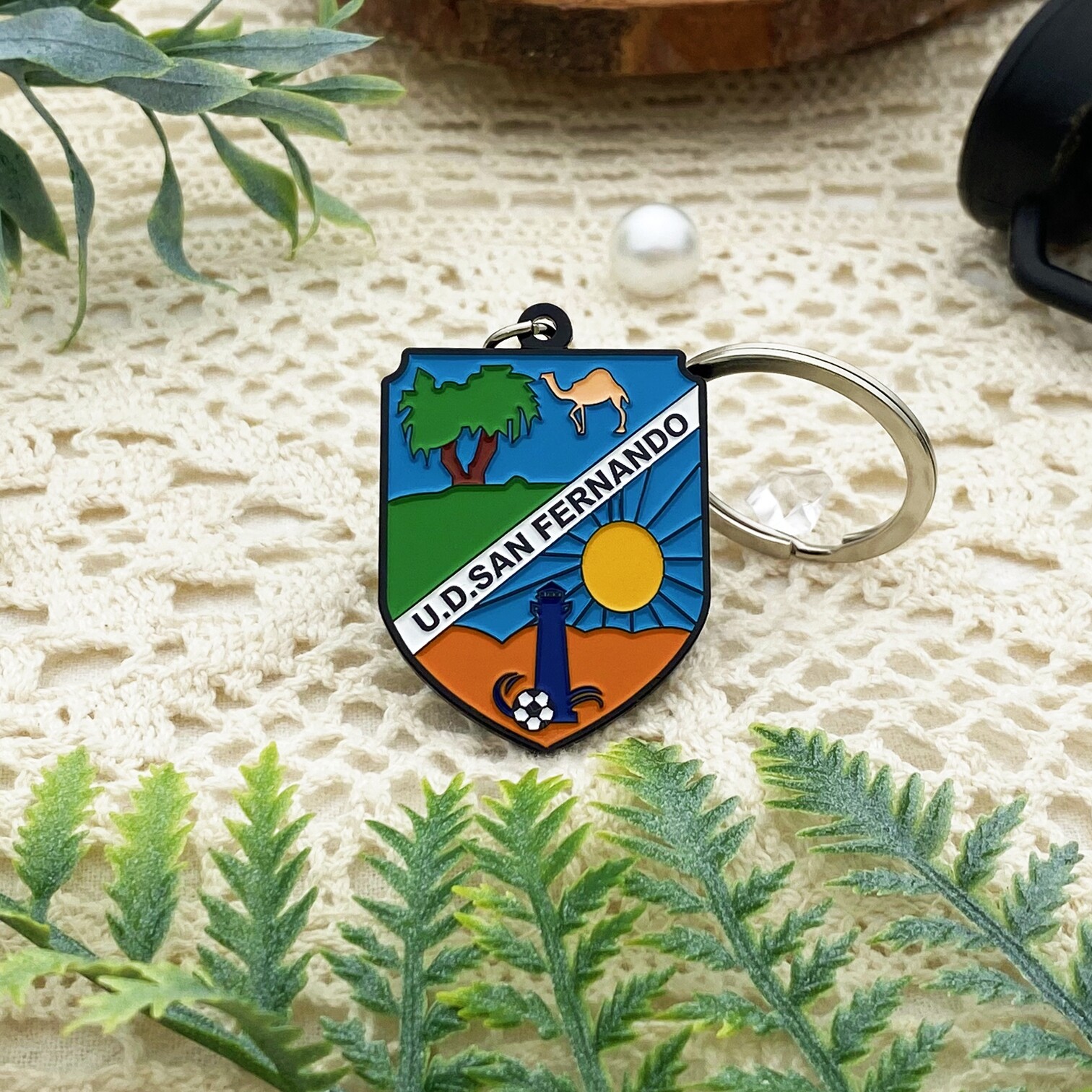 Black Enamel U.D. San Fernando Shield Crest Keychain
