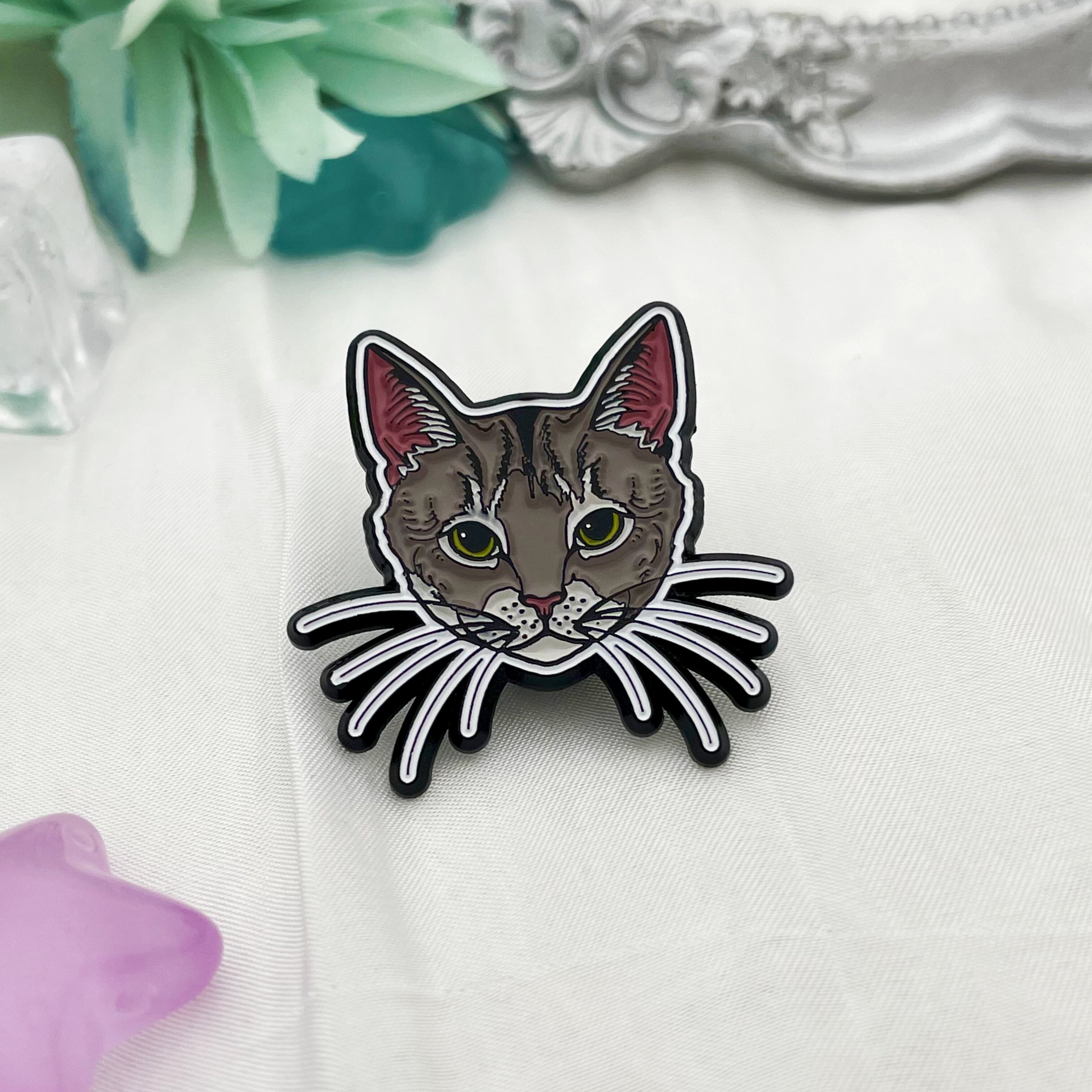Realistic Tabby Cat Avatar Irregular Enamel Pin